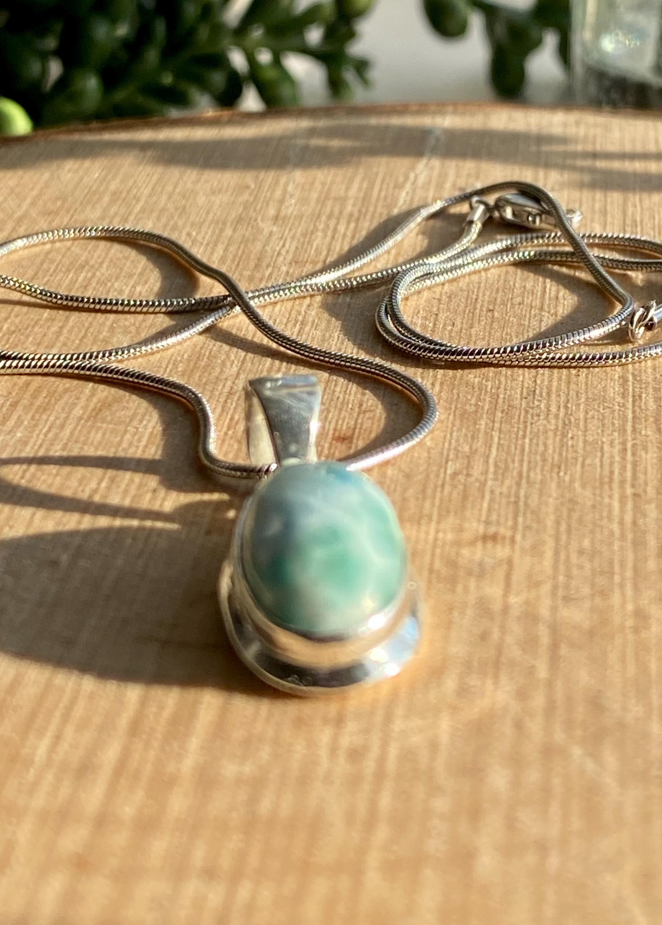 Dominican Larimar Sterling Silver Pendant