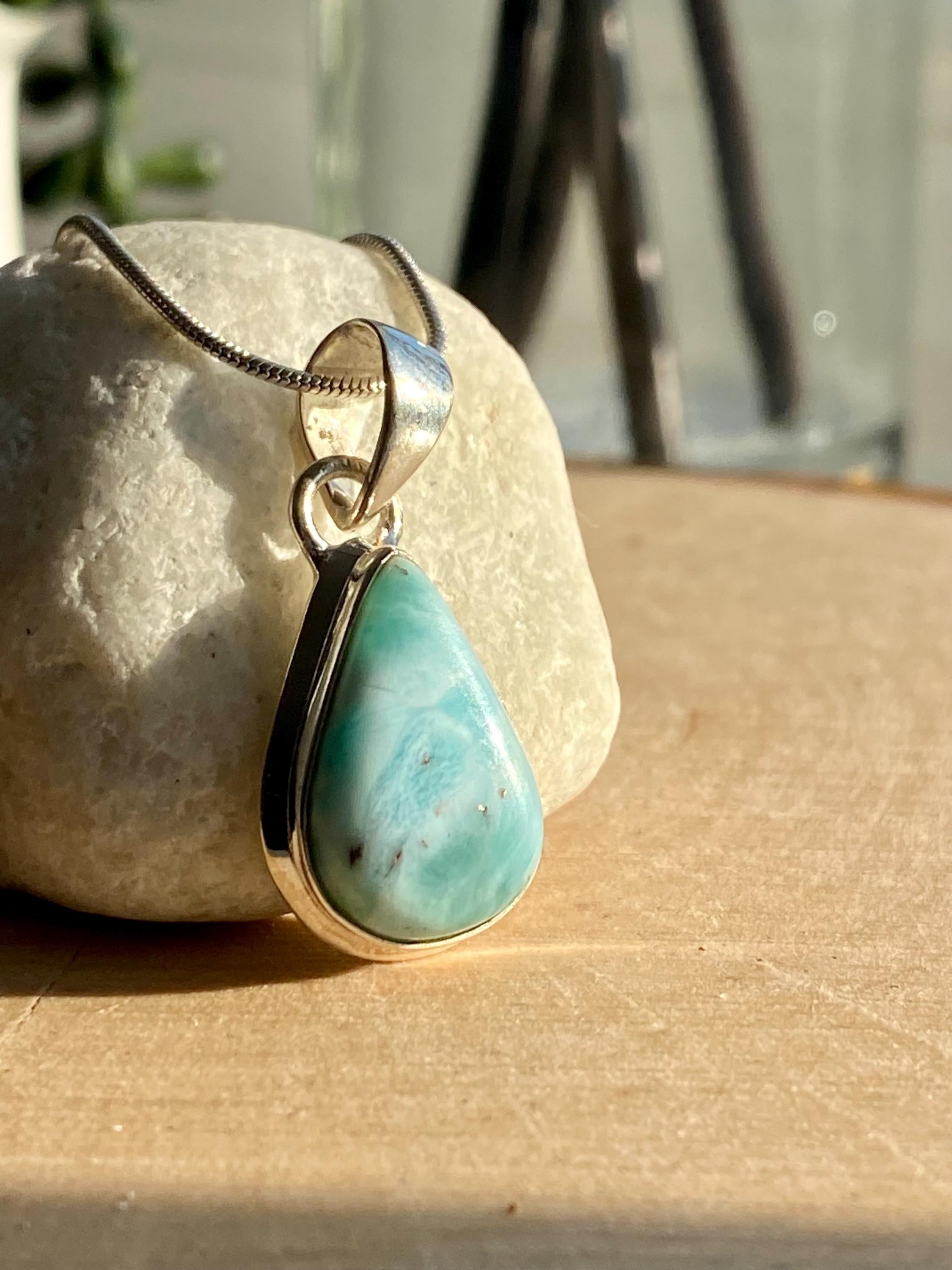 Dominican Larimar Sterling Silver Pendant