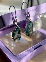 Moss Agate Silver Earrings