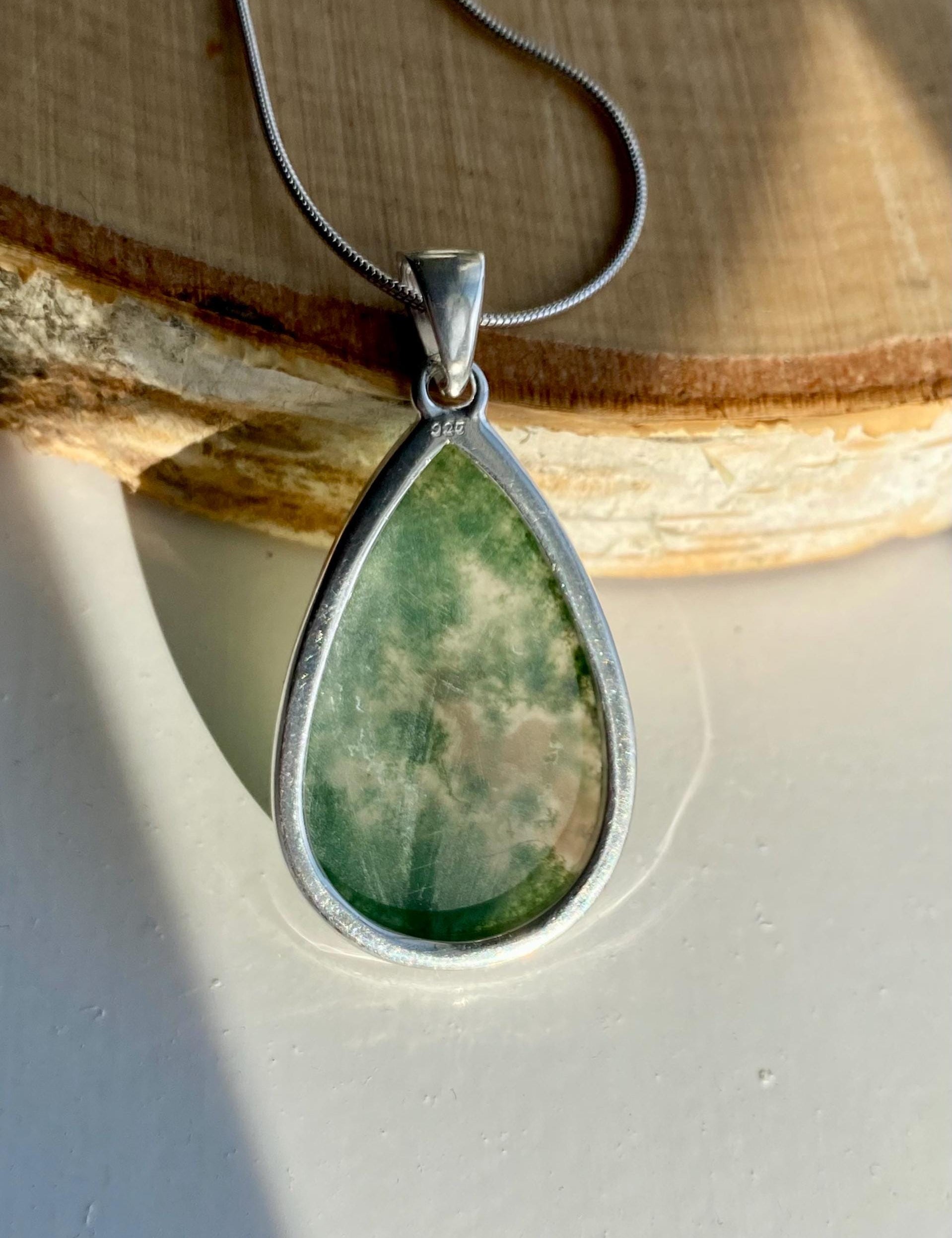 Moss Agate Silver Pendant
