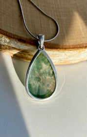 Moss Agate Silver Pendant
