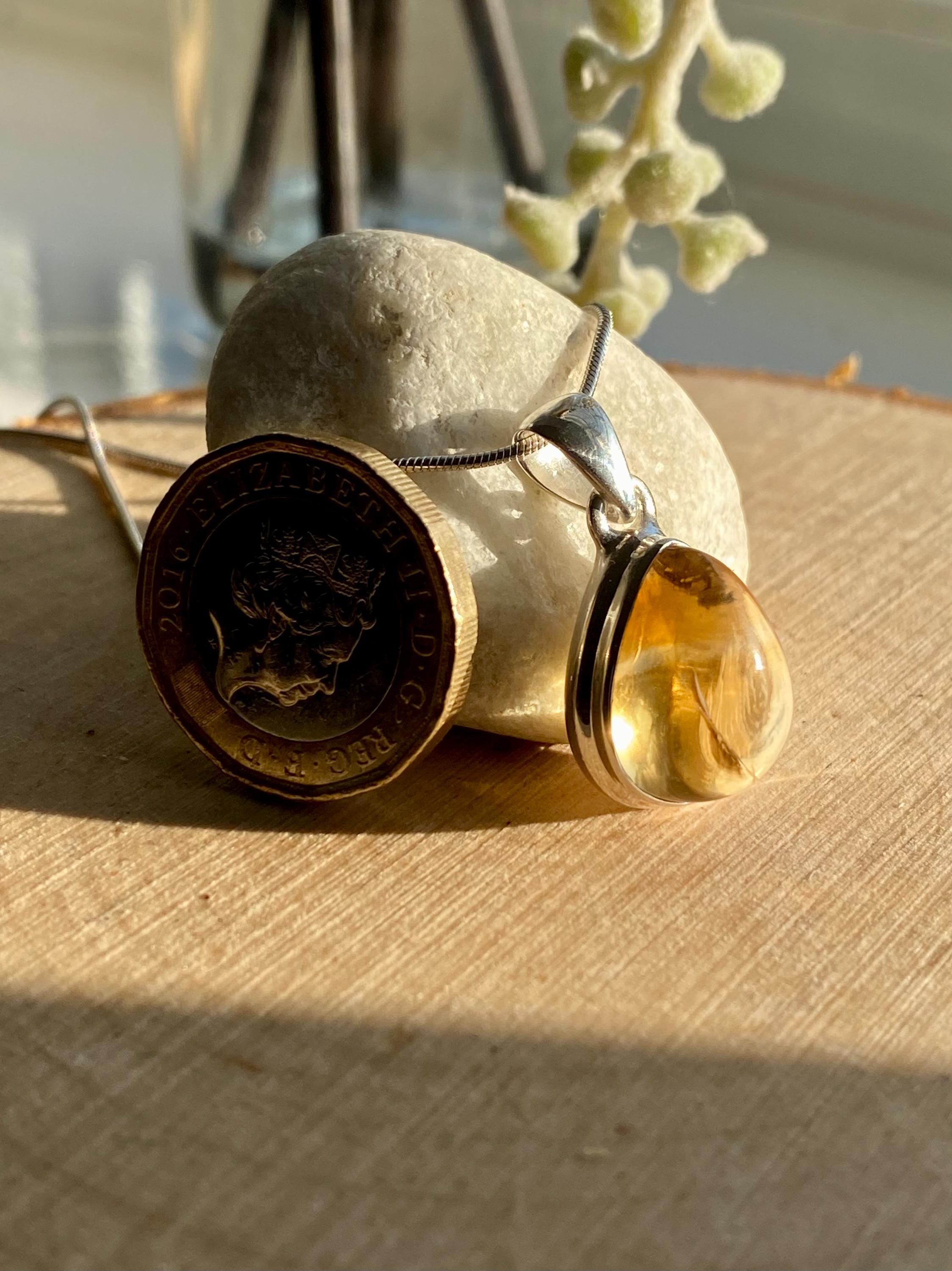 Citrine and Sterling Silver Pendant.