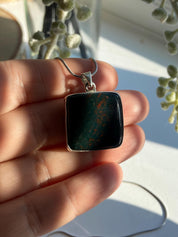 African Dragon Bloodstone and Silver Pendant.