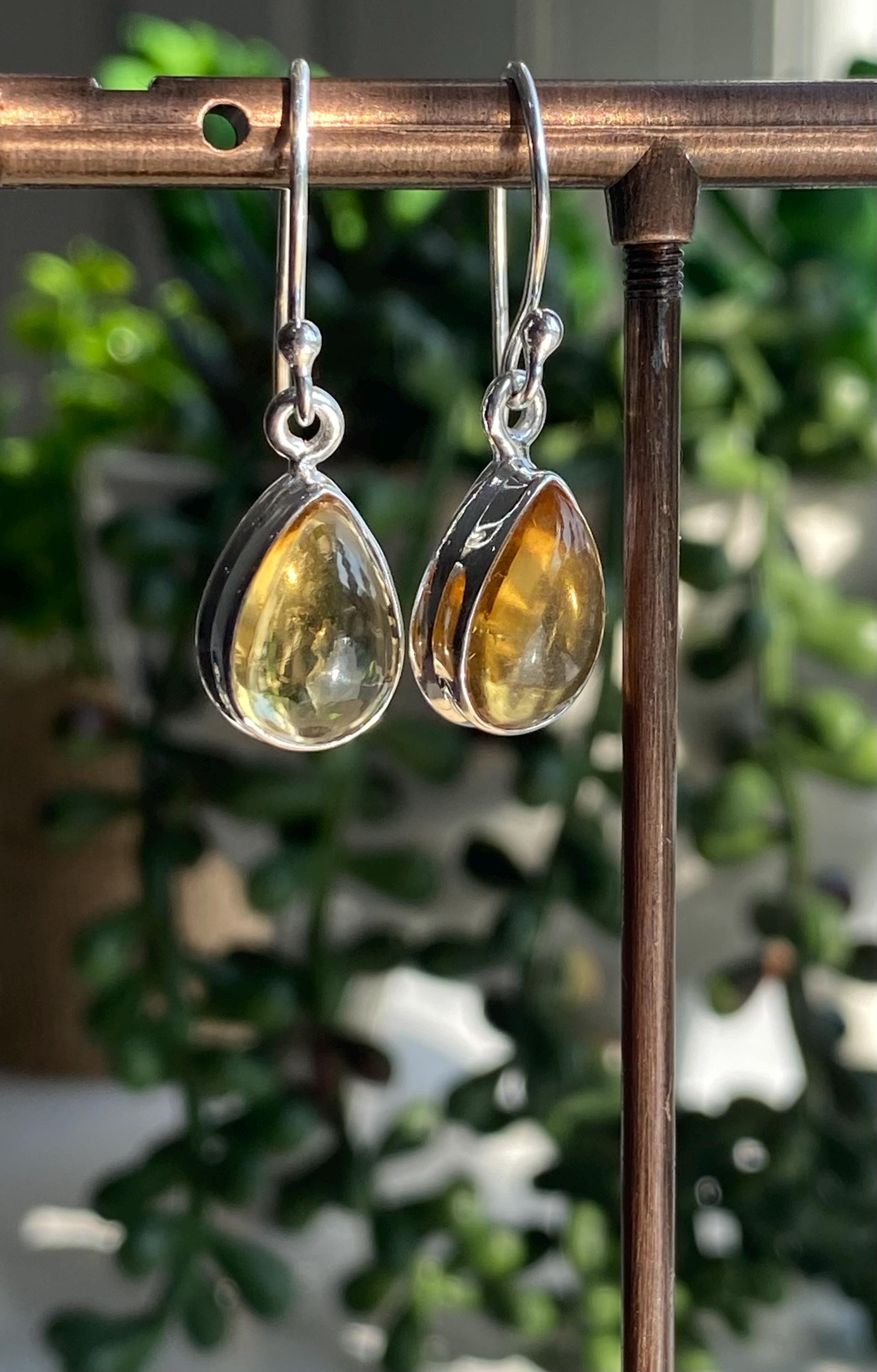 Citrine and Sterling Silver Dangle Earrings