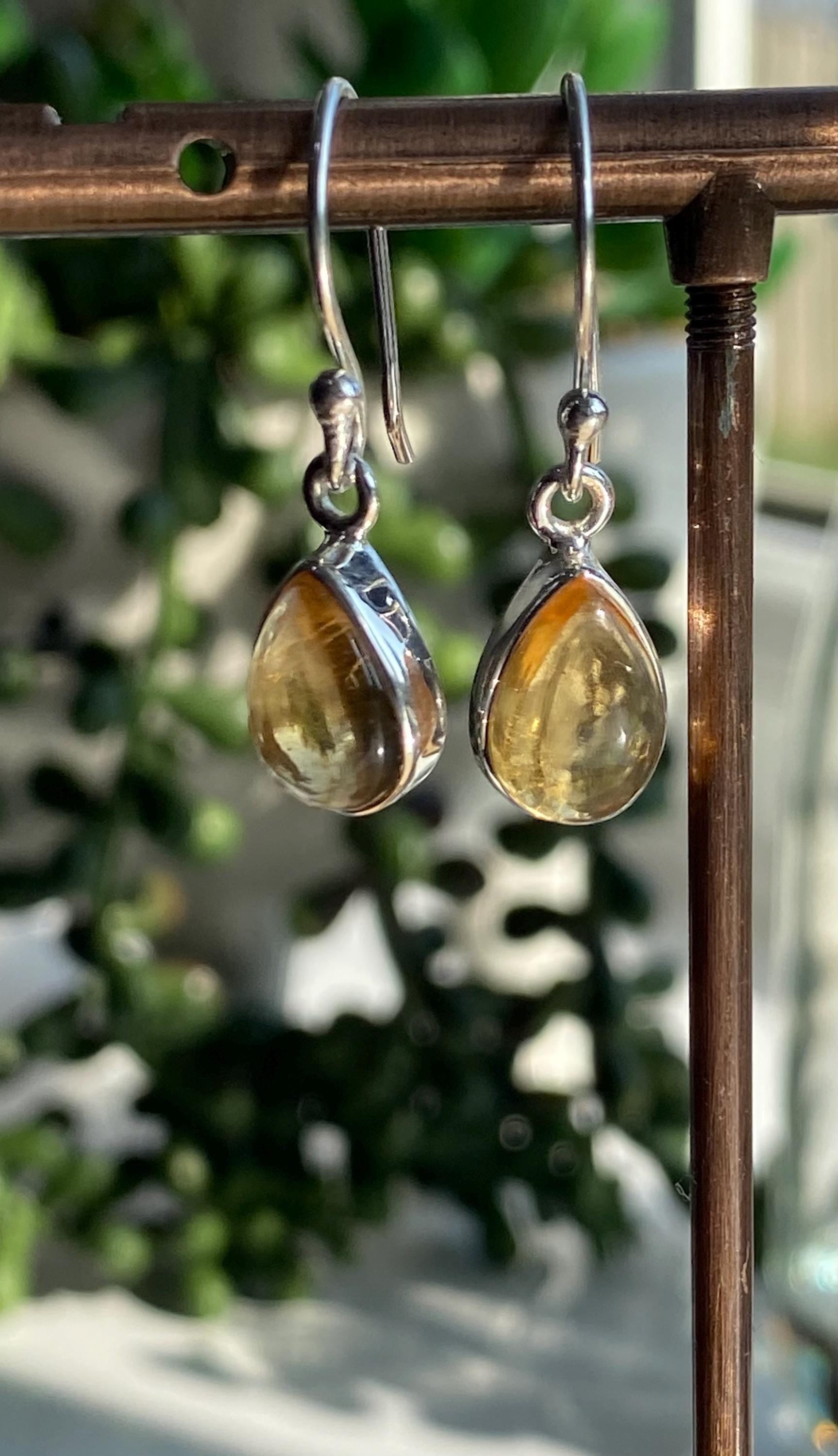 Citrine and Sterling Silver Dangle Earrings