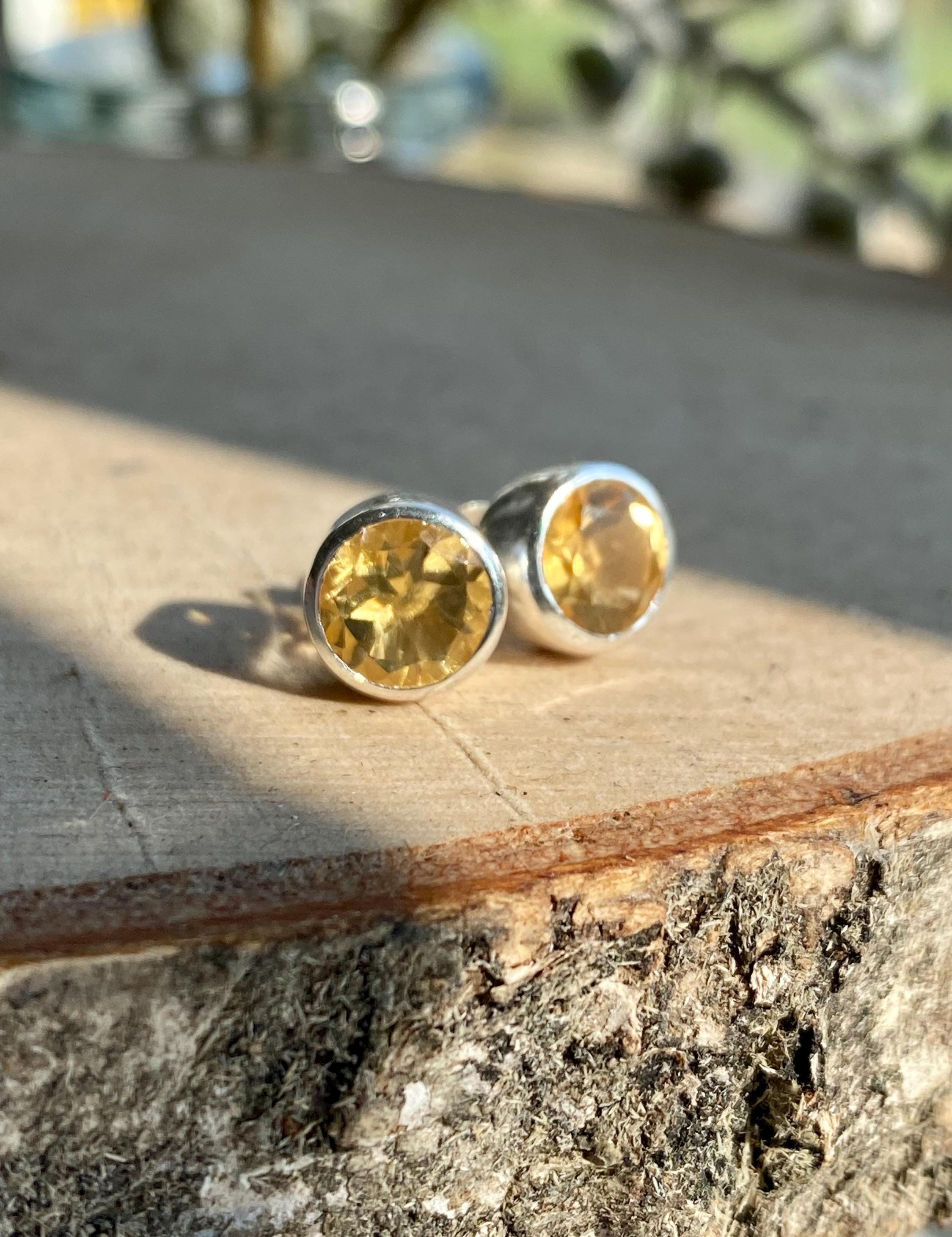 Natural Citrine Sterling Silver Studs