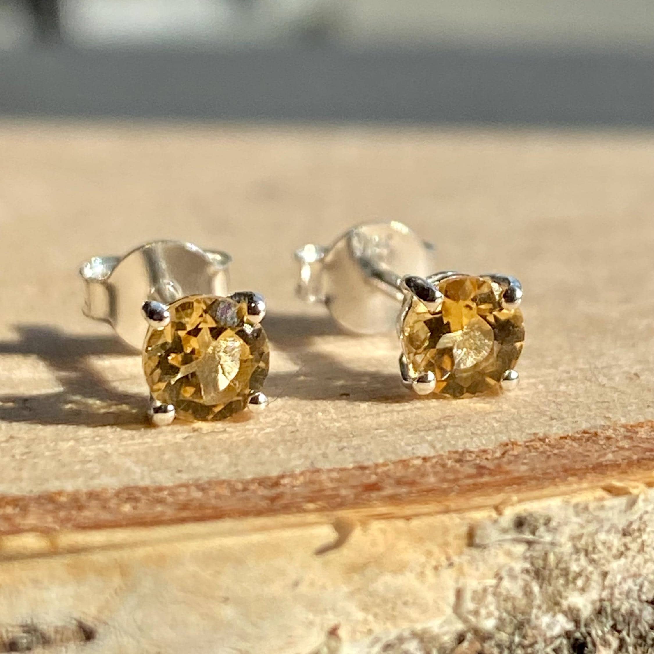 Natural Citrine Sterling Silver Studs