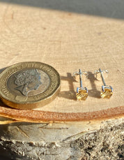 Round-cut Citrine and Sterling Silver Studs UV
