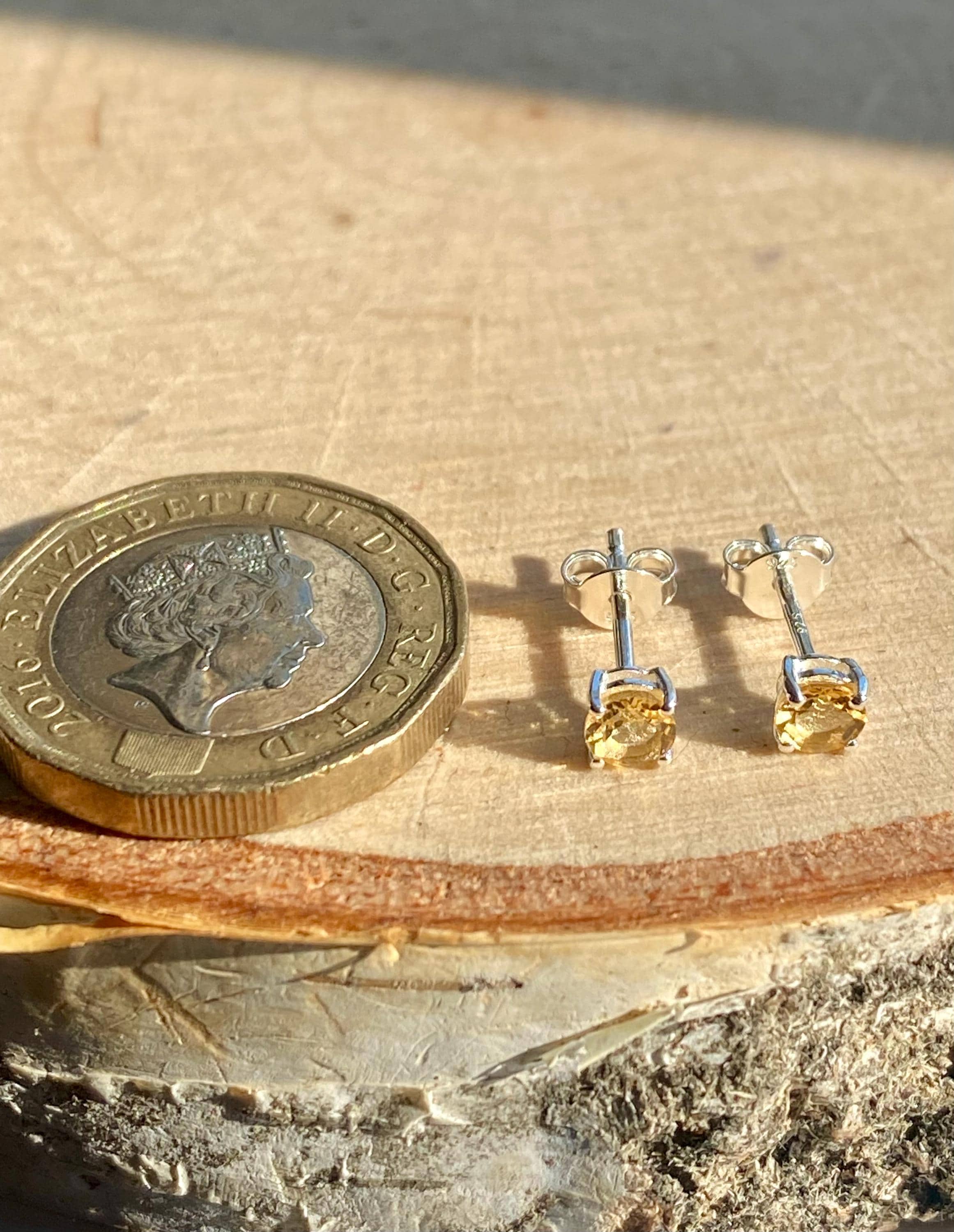 Natural Citrine Sterling Silver Studs