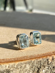 High Quality Natural Aquamarine and Silver Earrings