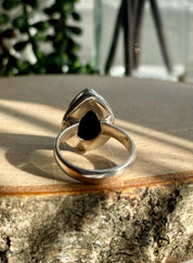 Black Faceted Tourmaline 925 Silver Ring