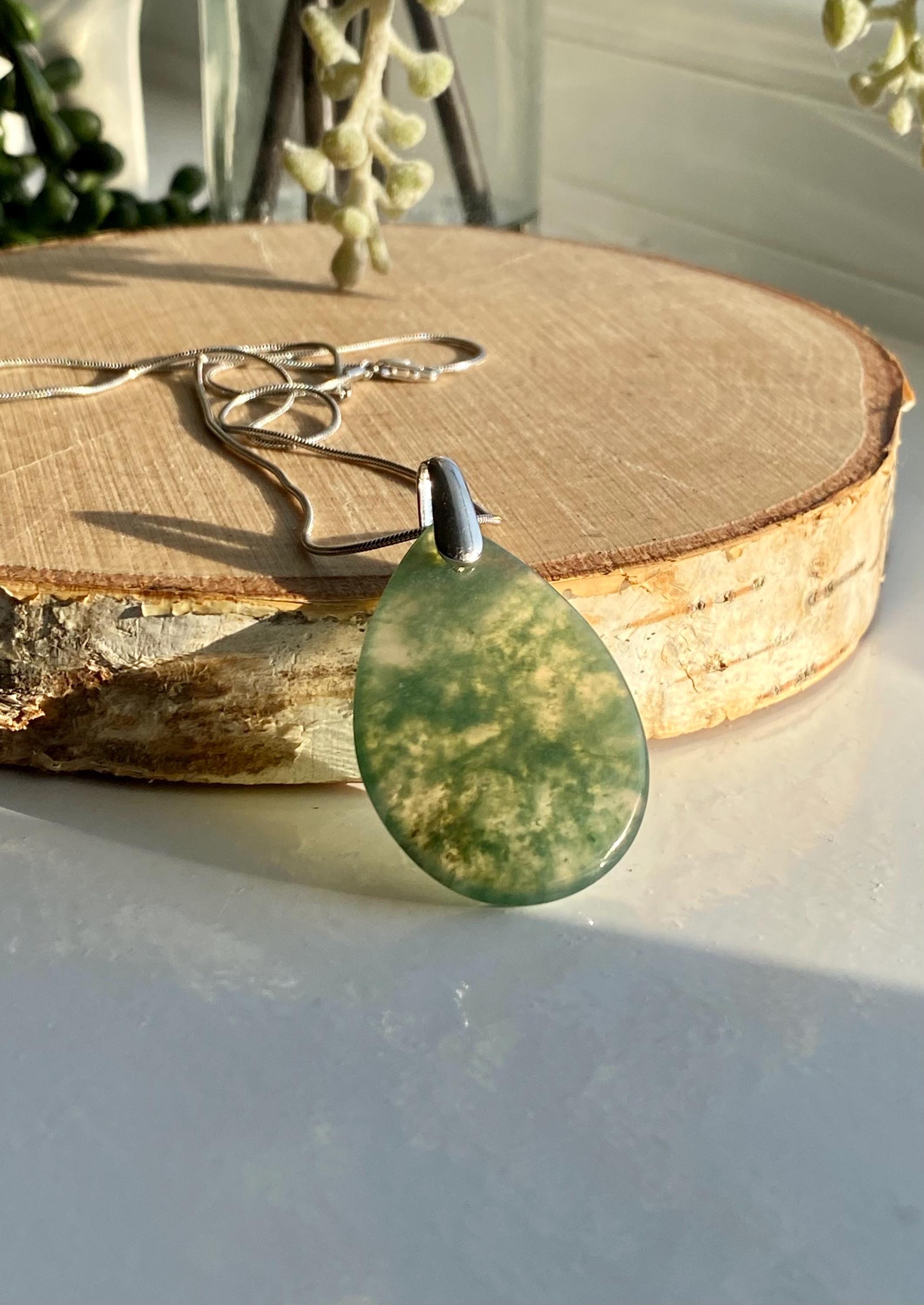 Moss Agate Silver Pendant