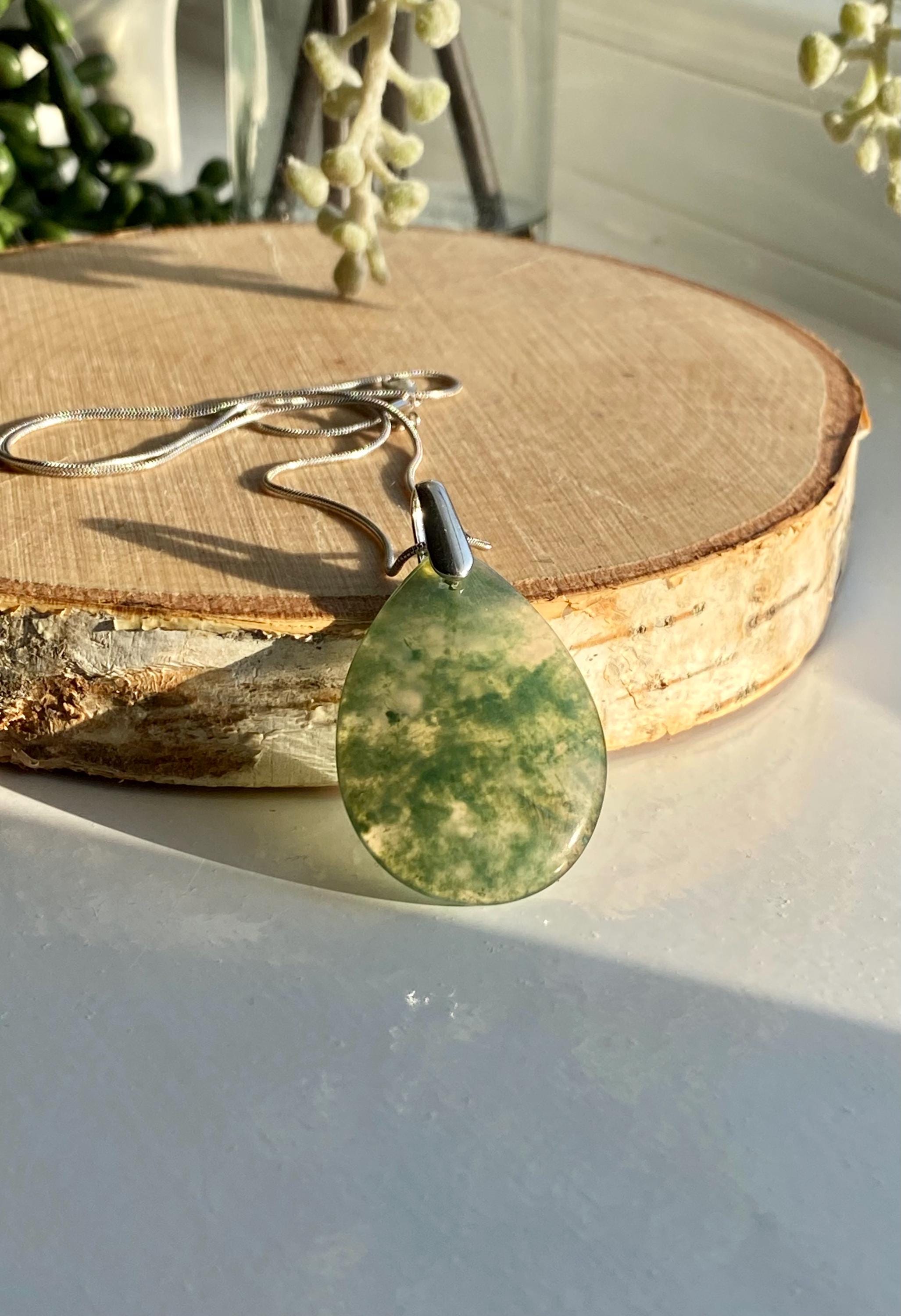 Moss Agate Silver Pendant