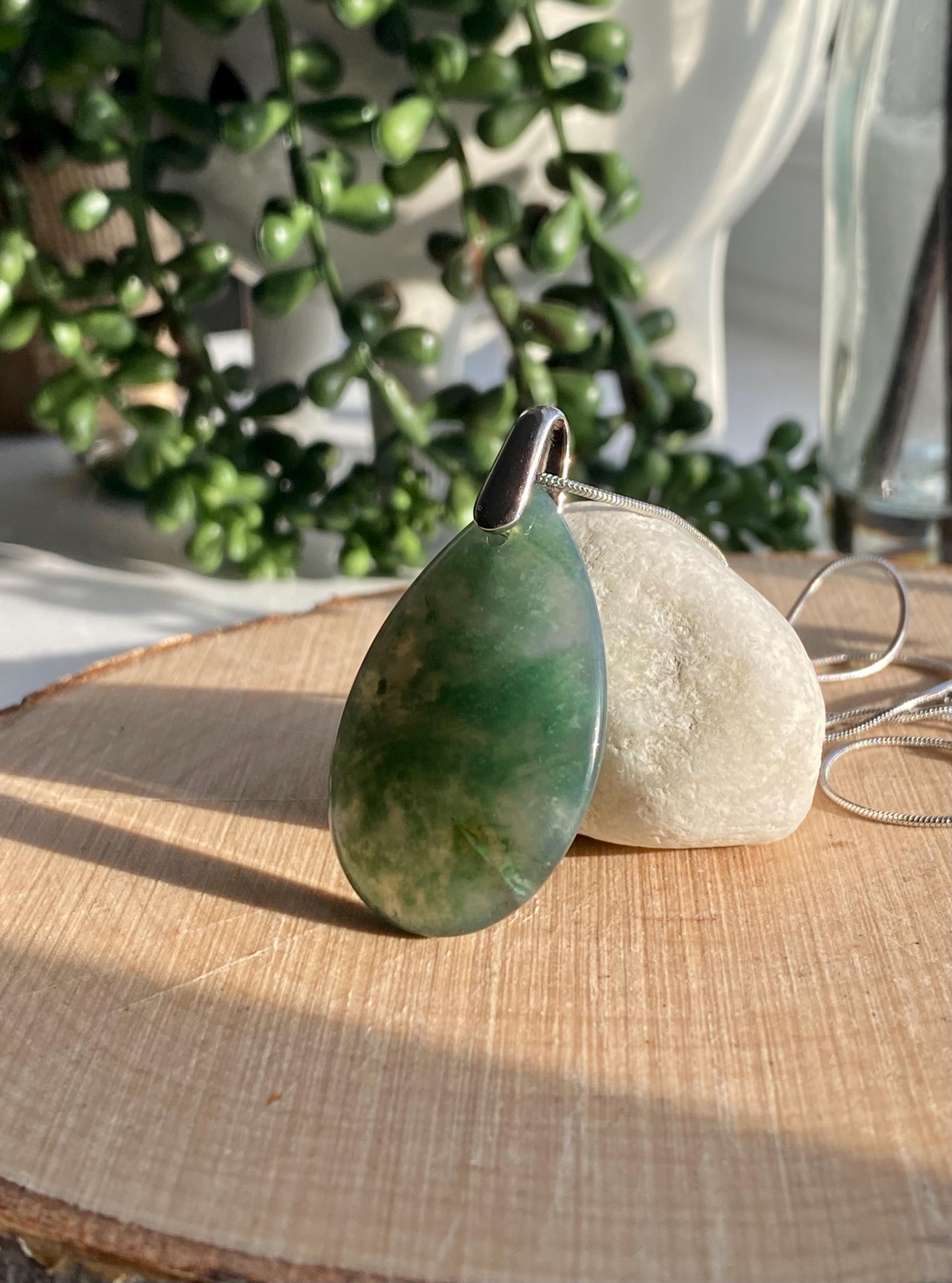 Moss Agate Silver Pendant