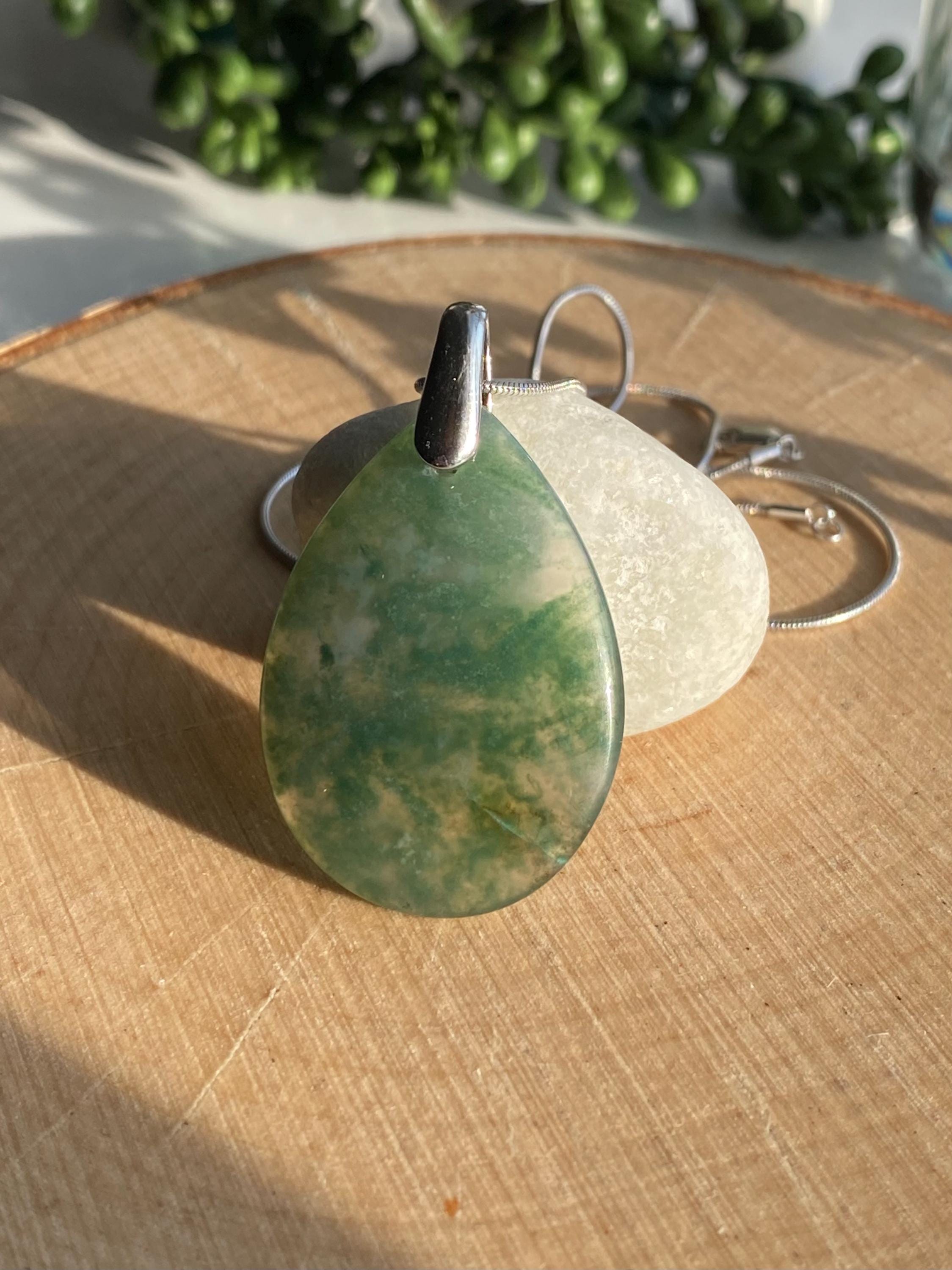 Moss Agate Silver Pendant