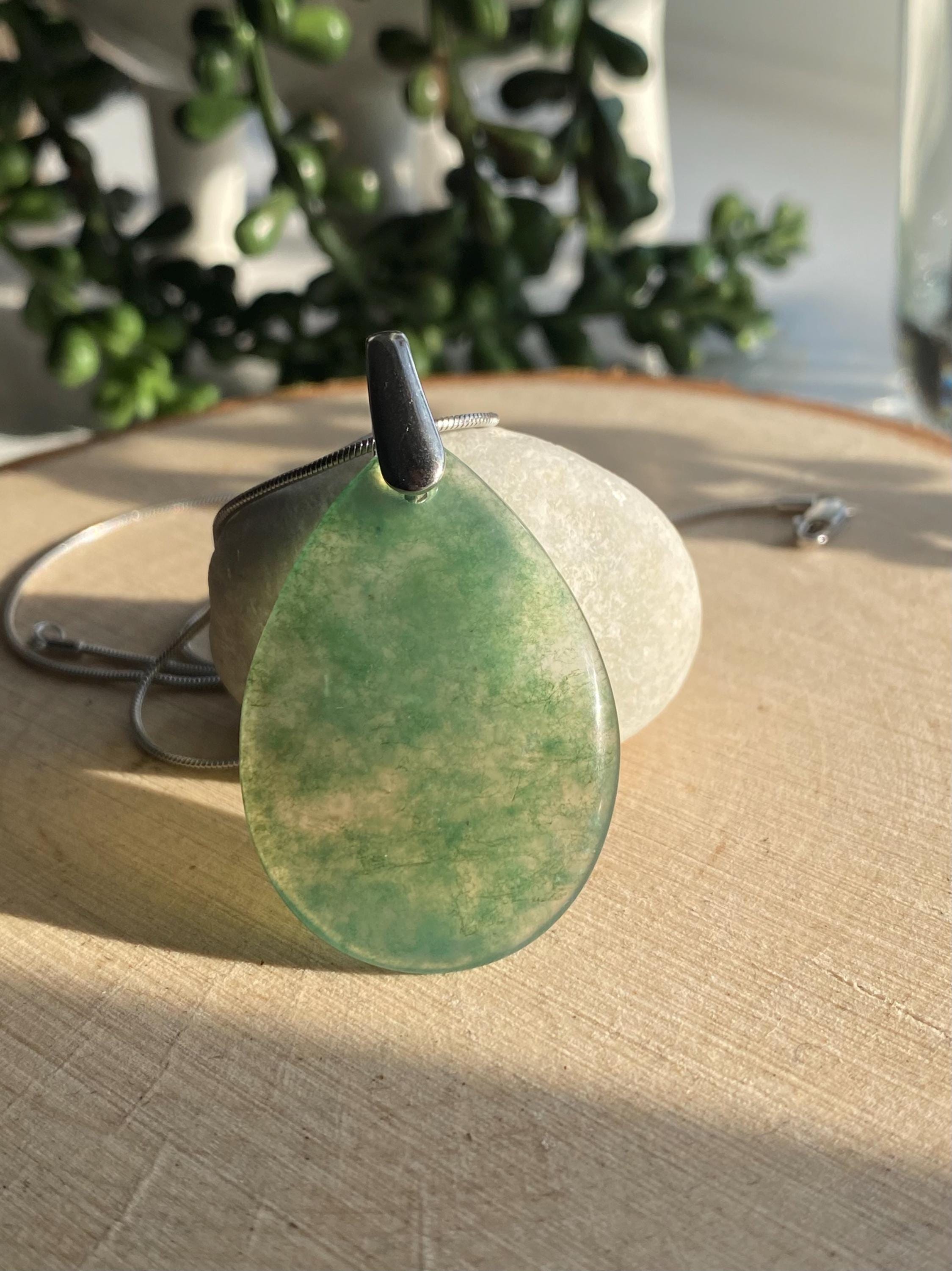 Moss Agate Silver Pendant
