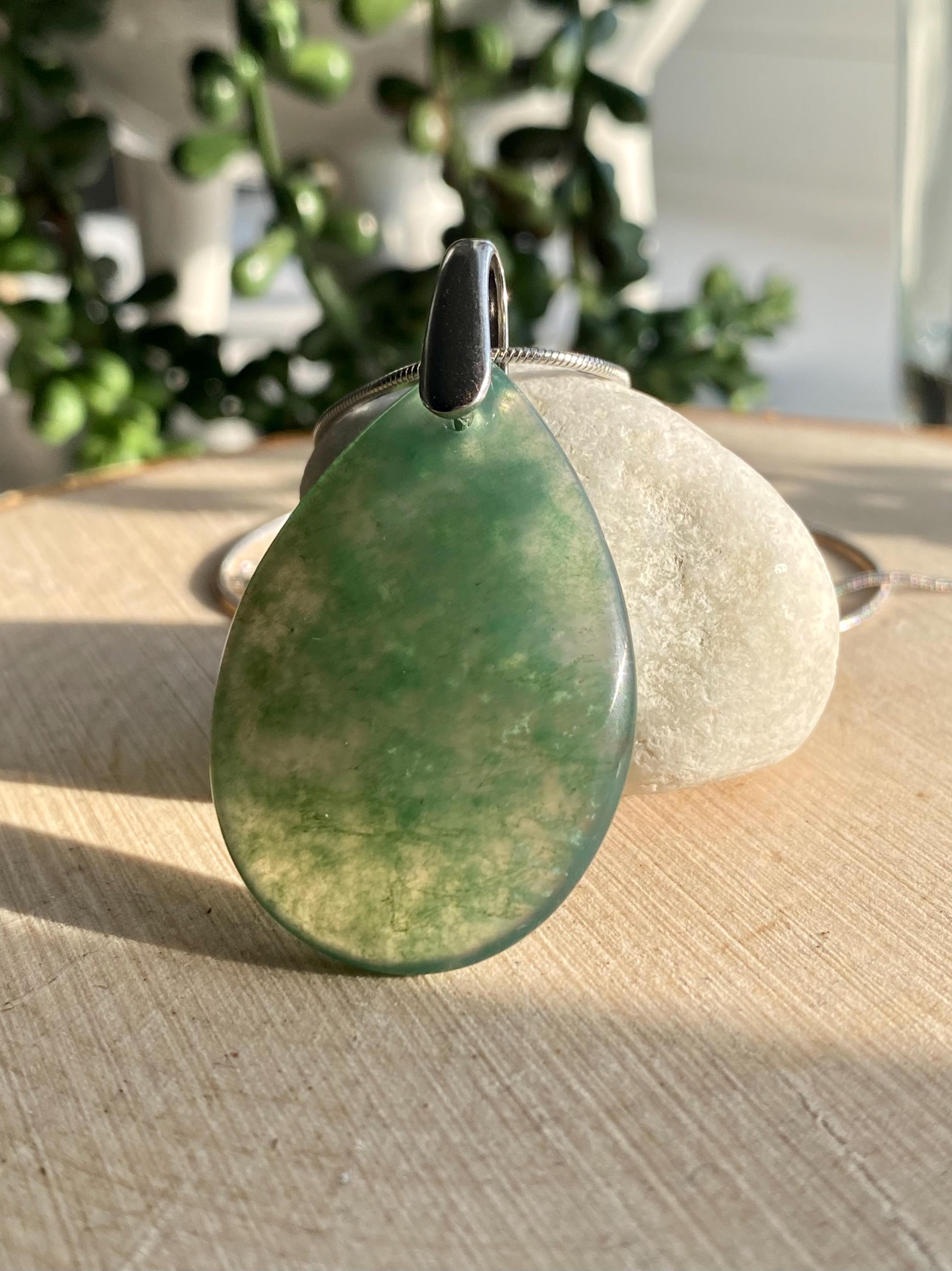 Moss Agate Silver Pendant