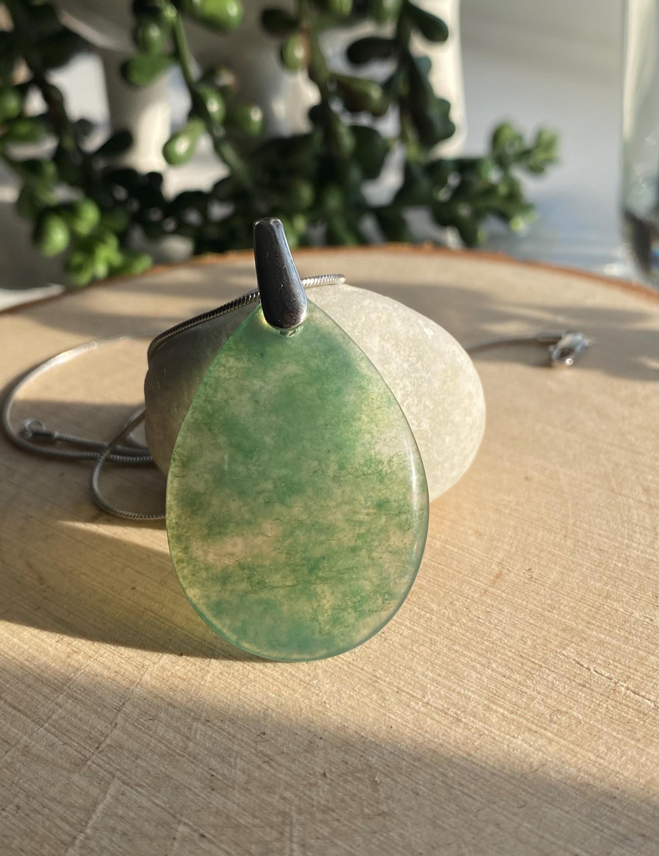Moss Agate Silver Pendant