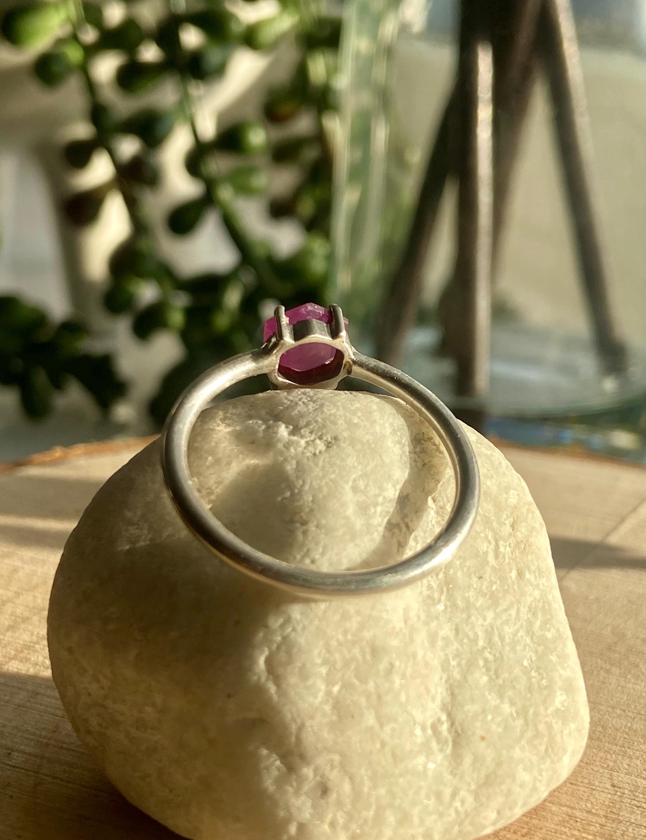 Ruby Stalactites cut silver ring