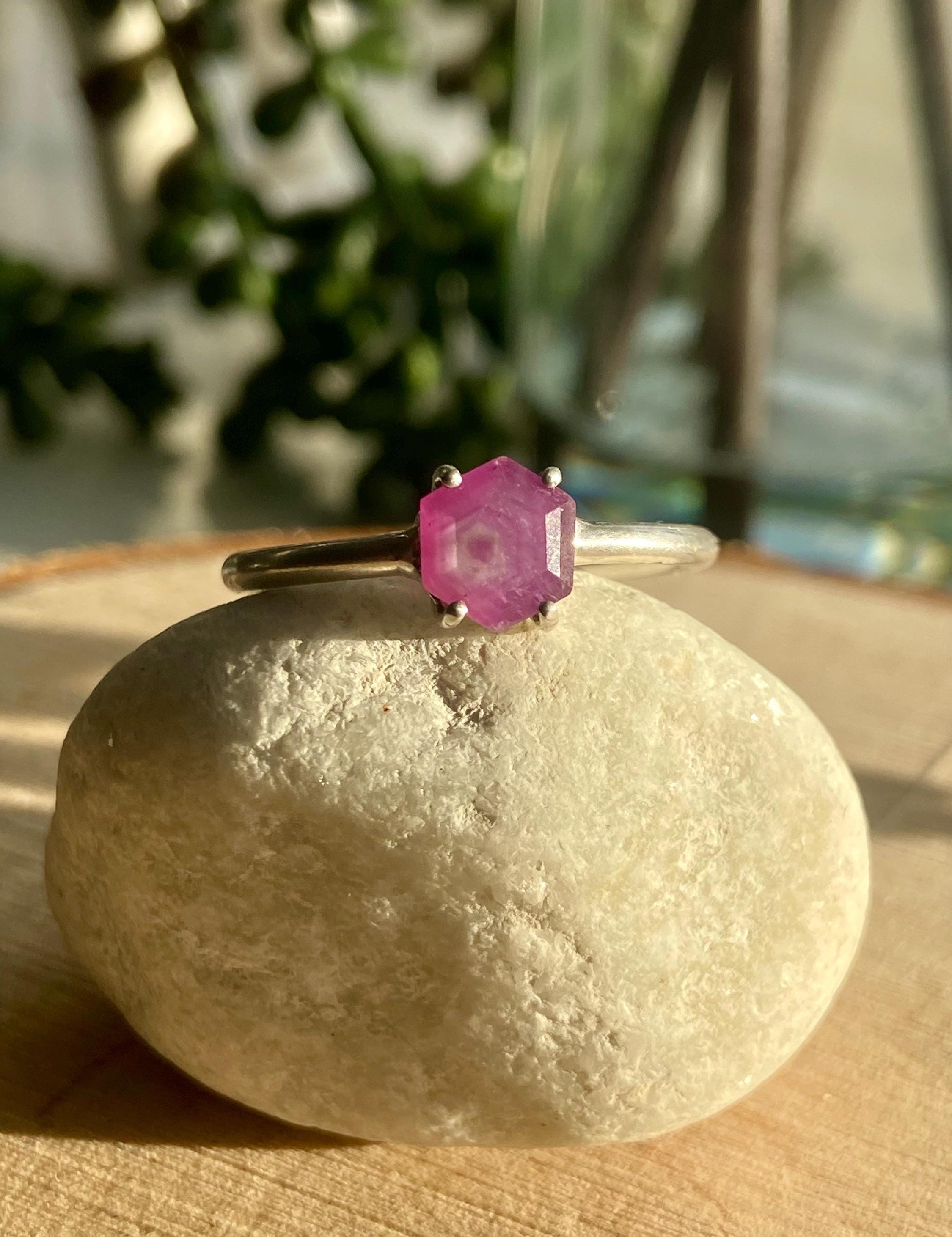 Ruby Stalactites cut silver ring