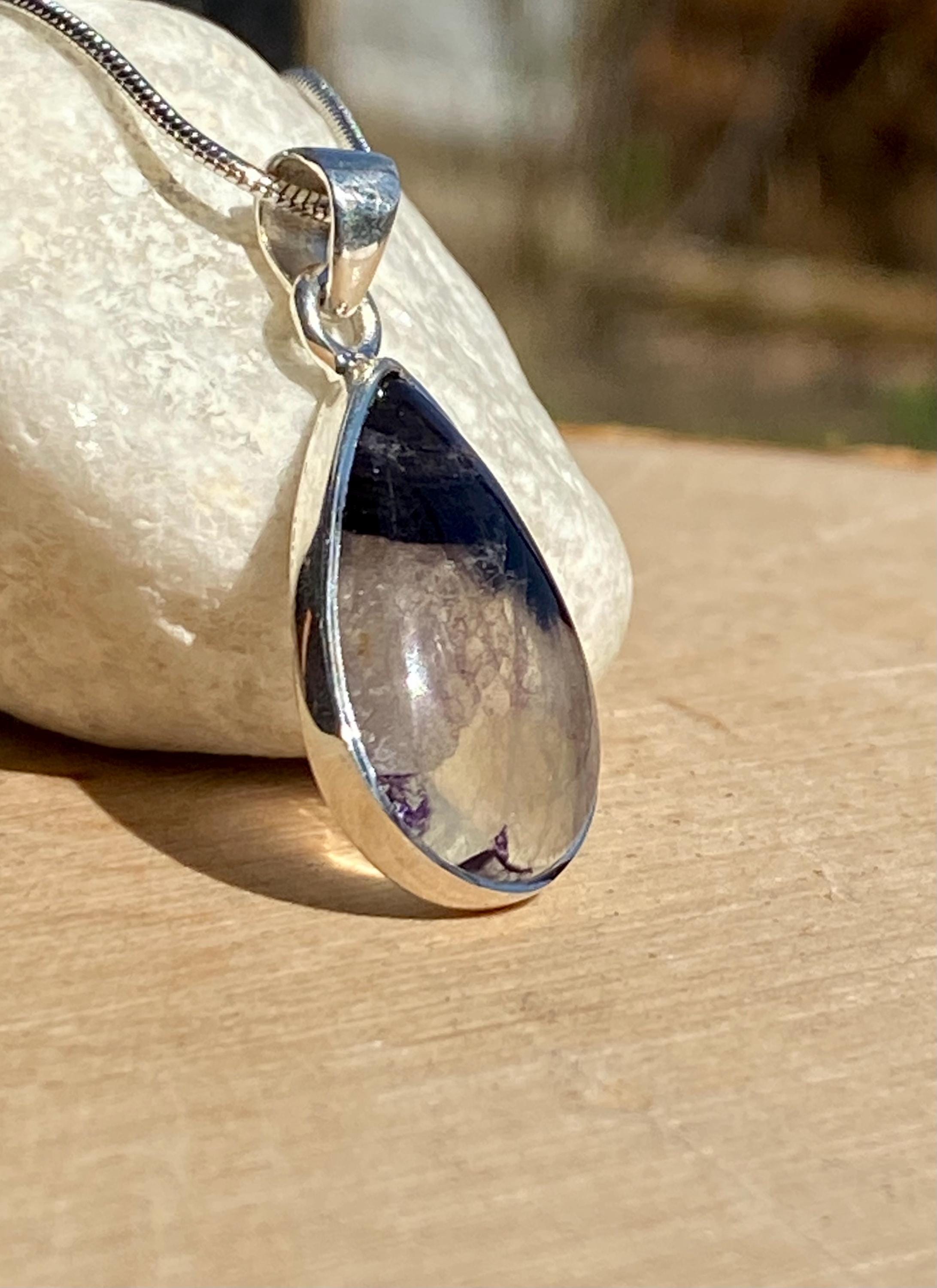 Blue John Sterling Silver Pendant