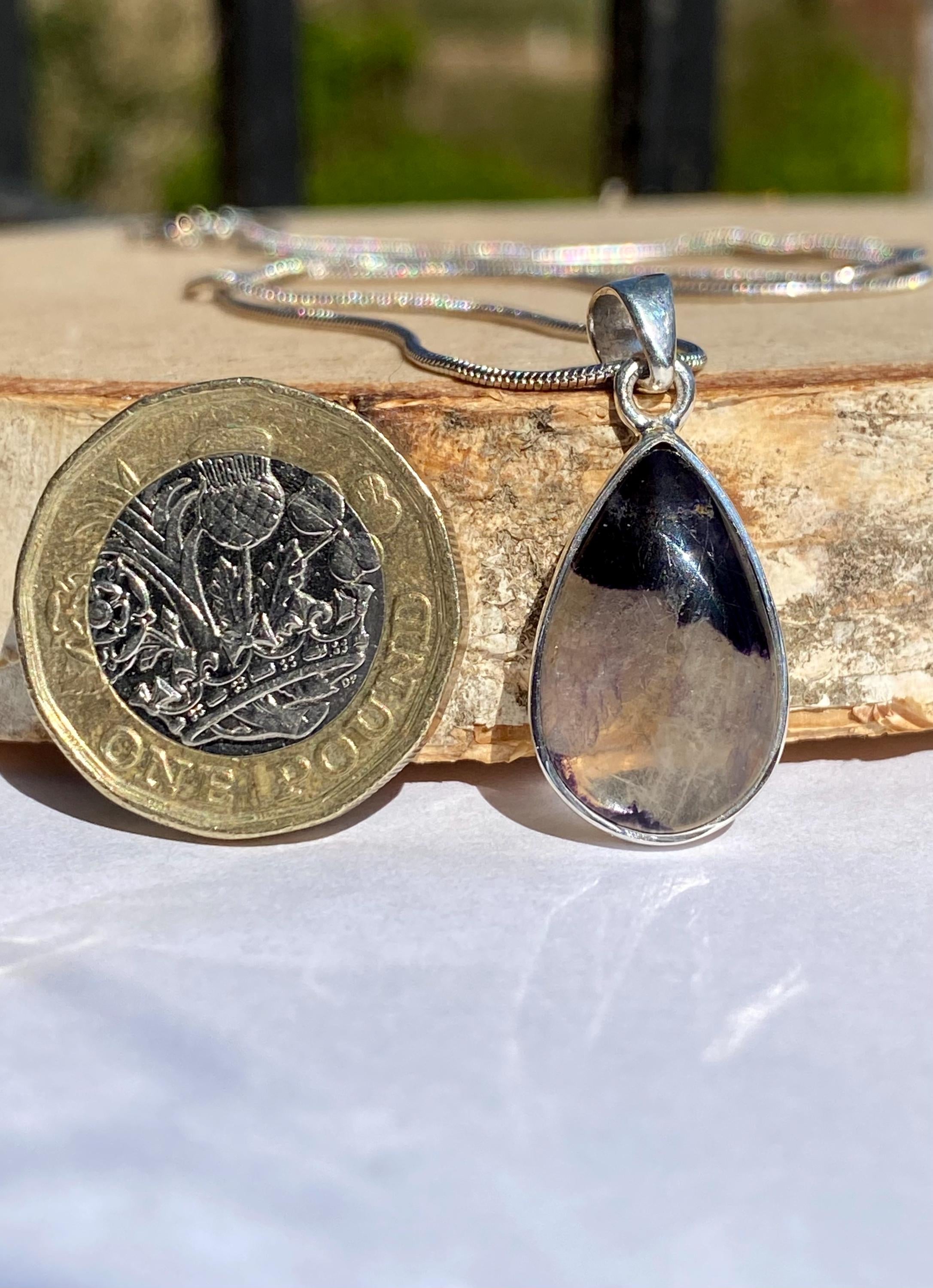 Blue John Sterling Silver Pendant