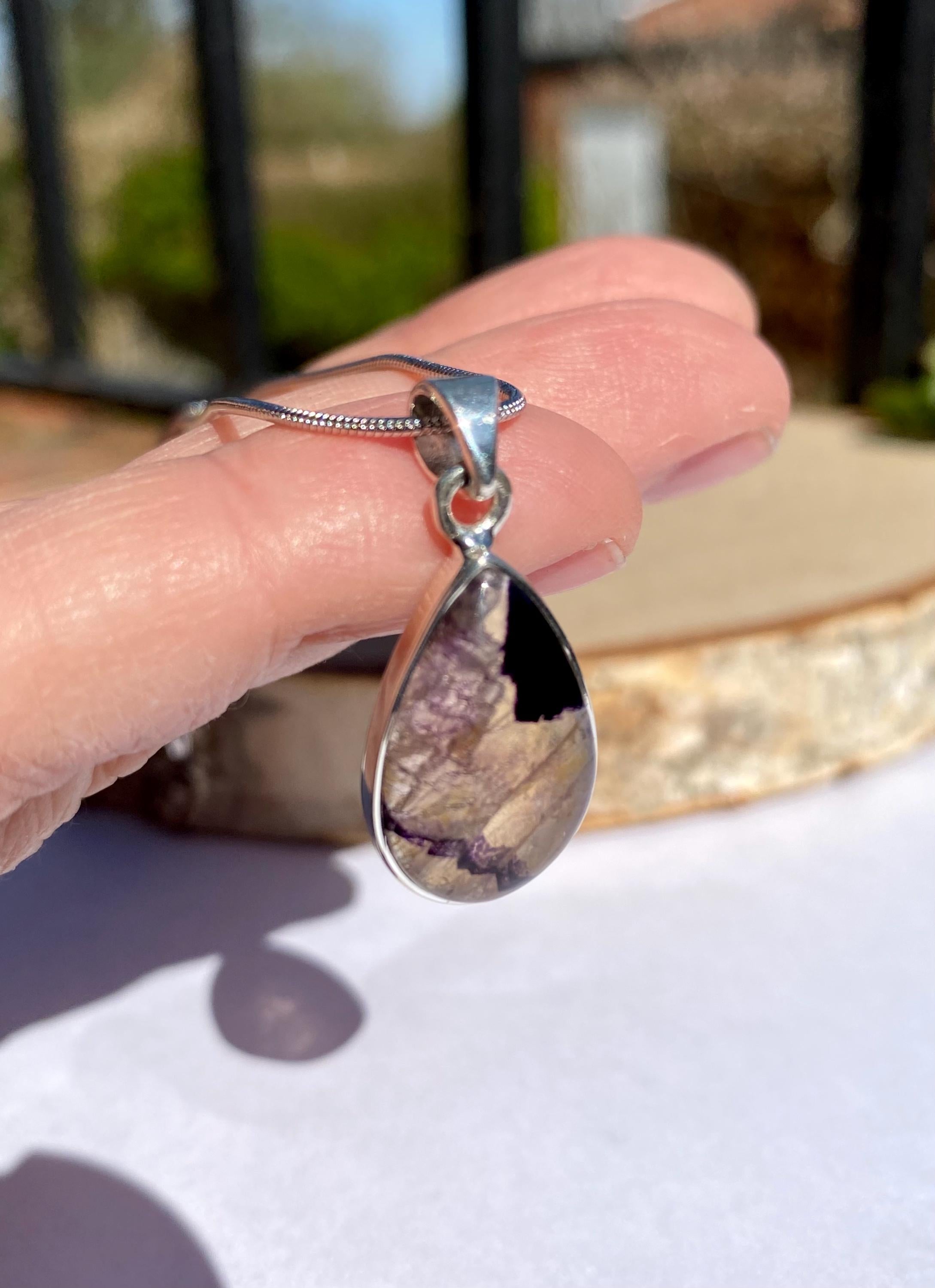 Blue John Sterling Silver Pendant