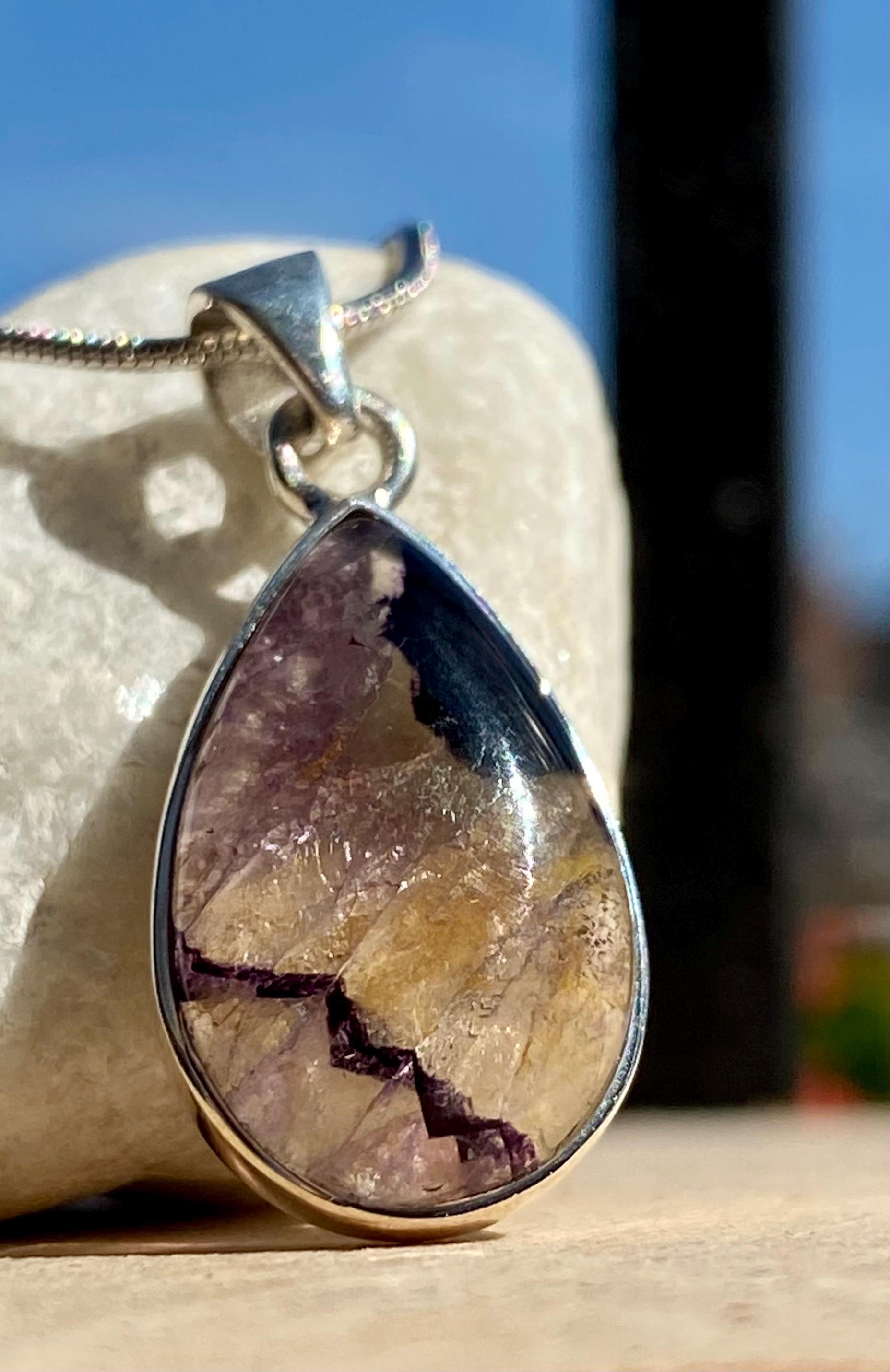 Blue John Sterling Silver Pendant