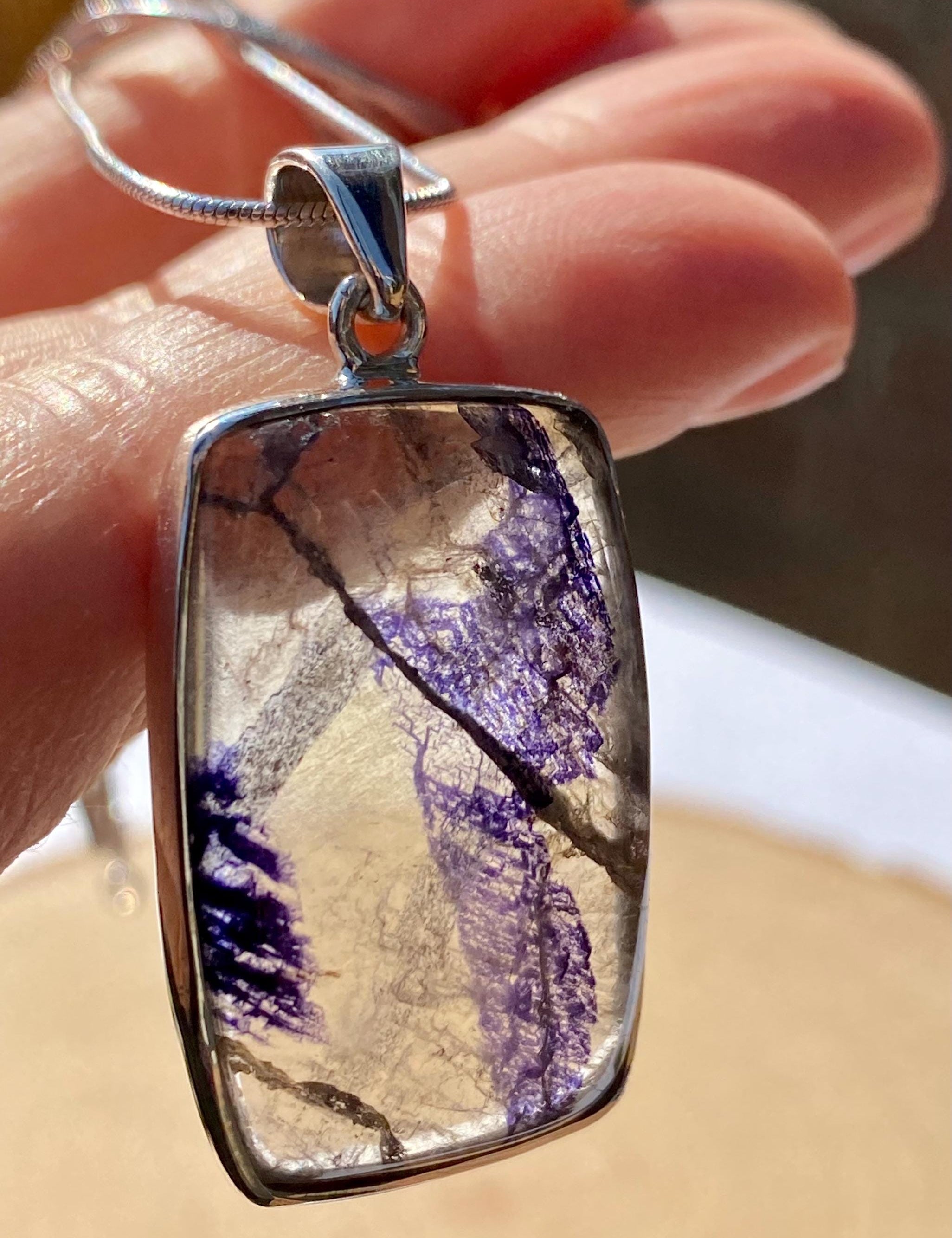 Blue John Sterling Silver Pendant