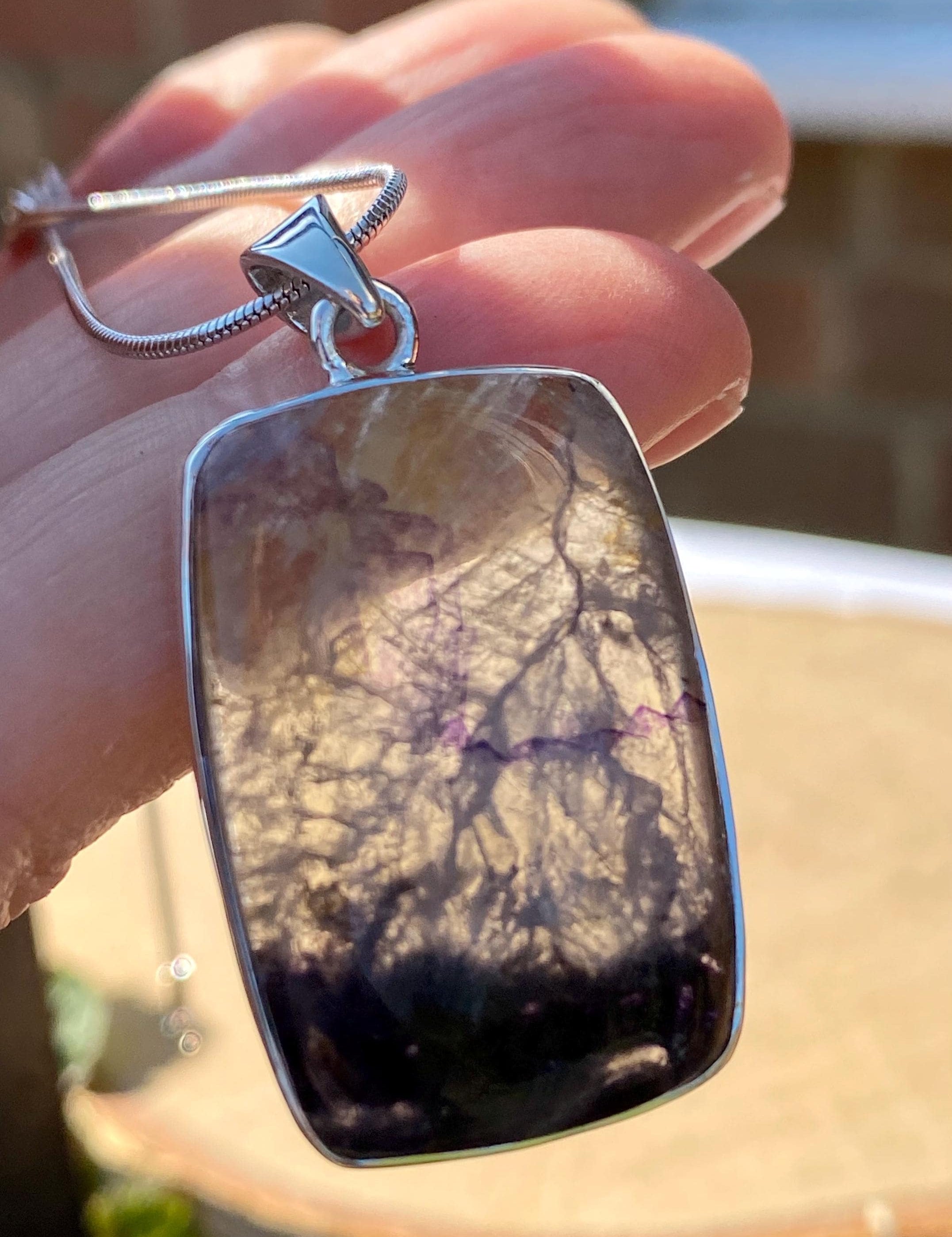 Blue John Sterling Silver Pendant