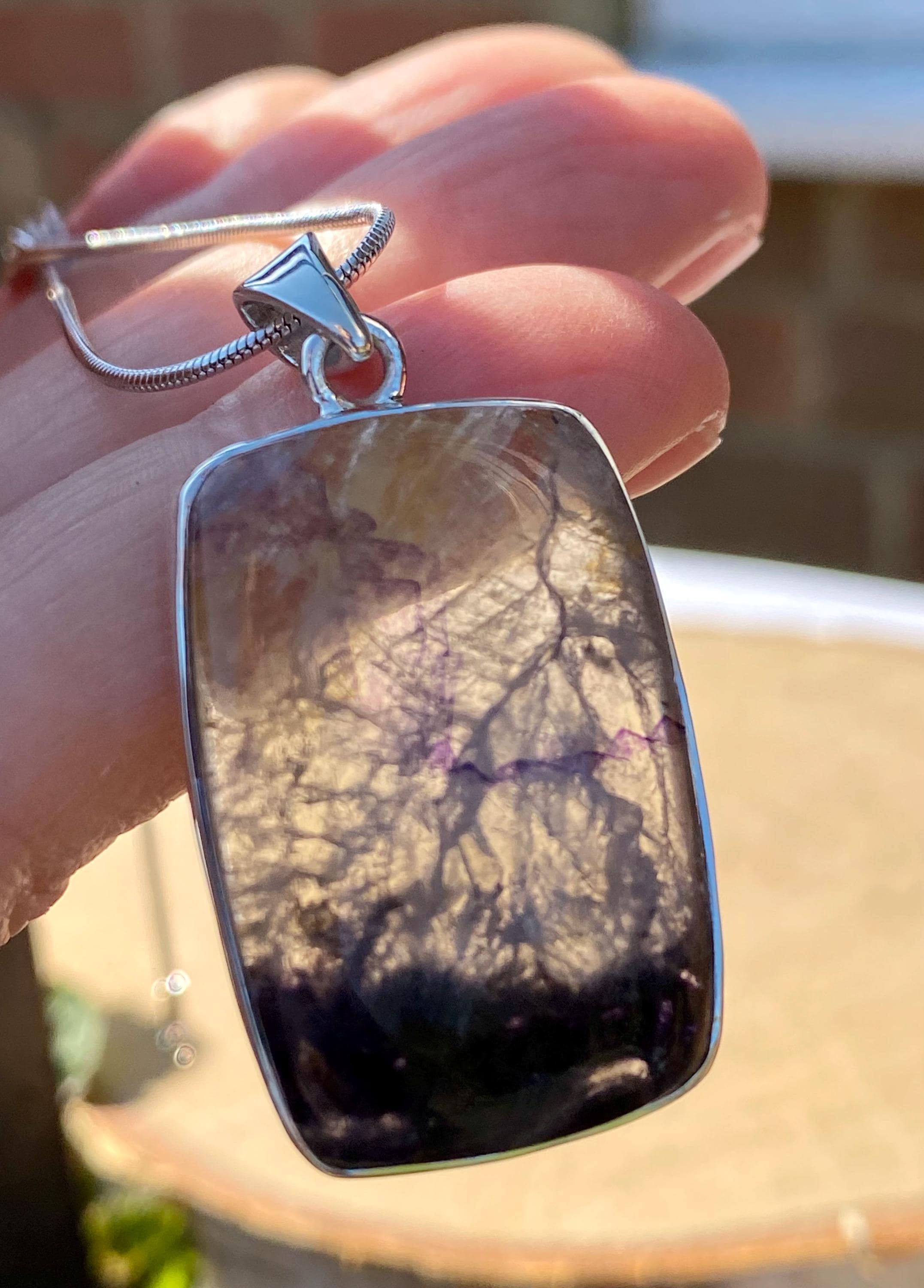 Blue John Sterling Silver Pendant