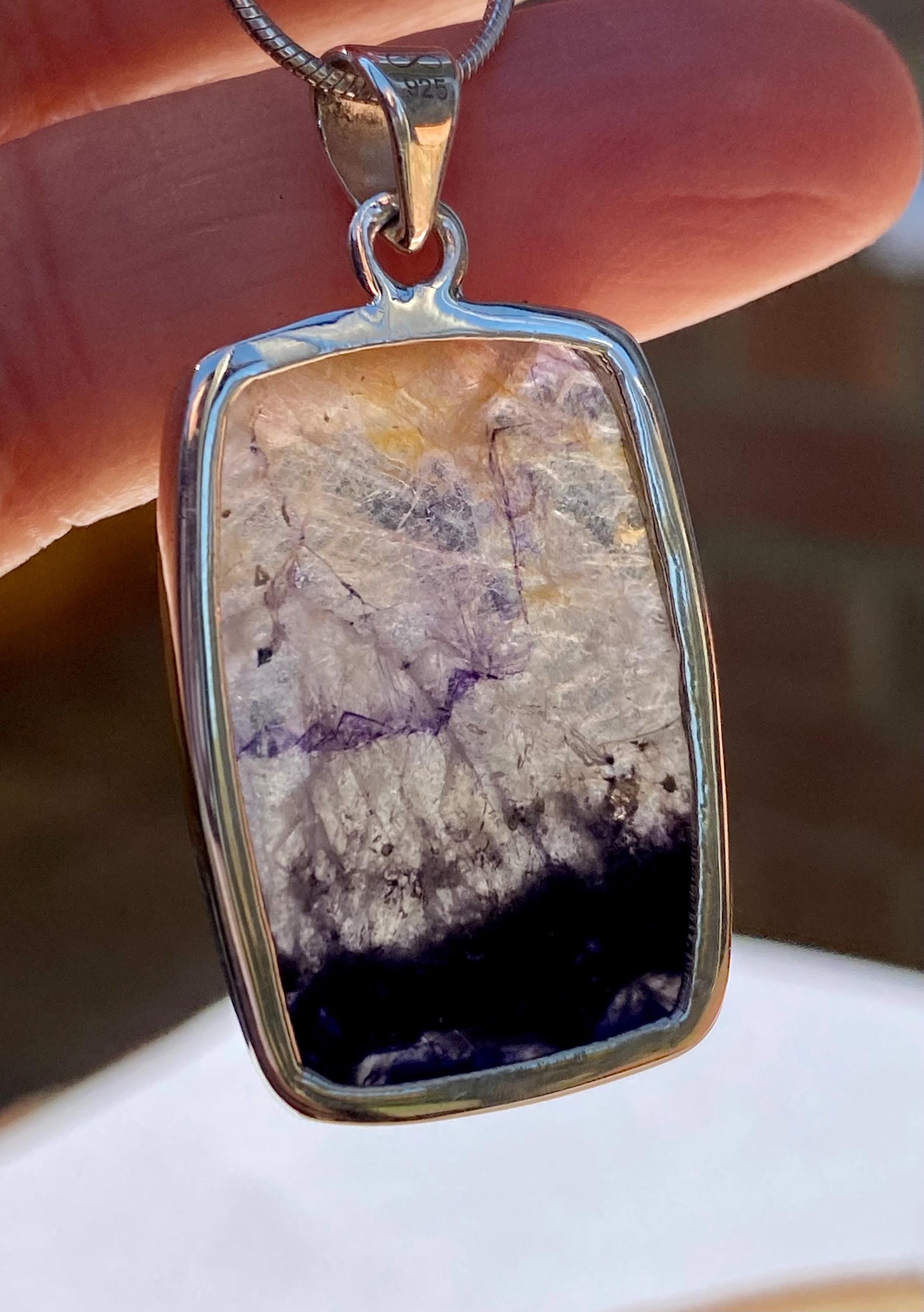 Blue John Sterling Silver Pendant