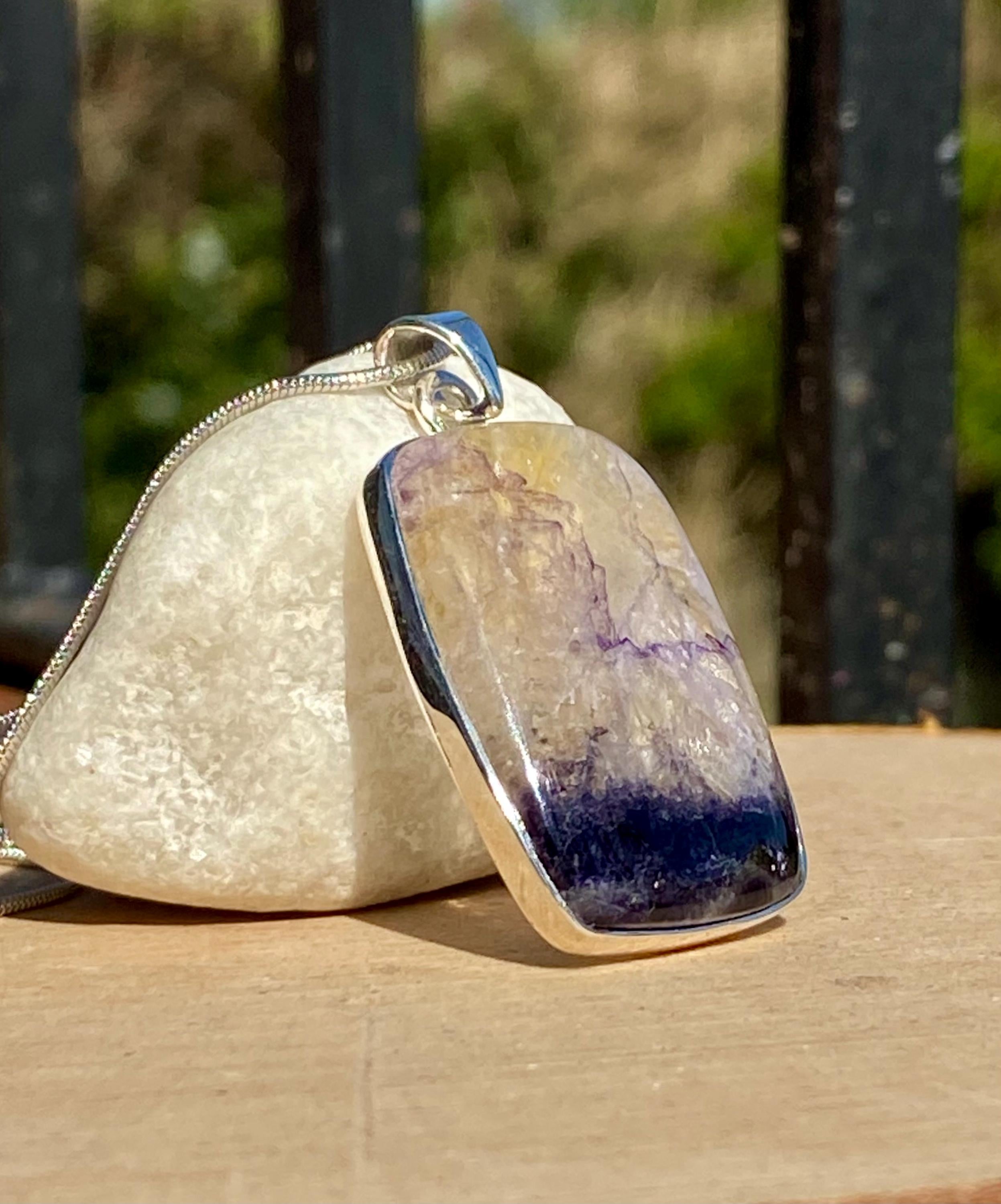 Blue John Sterling Silver Pendant