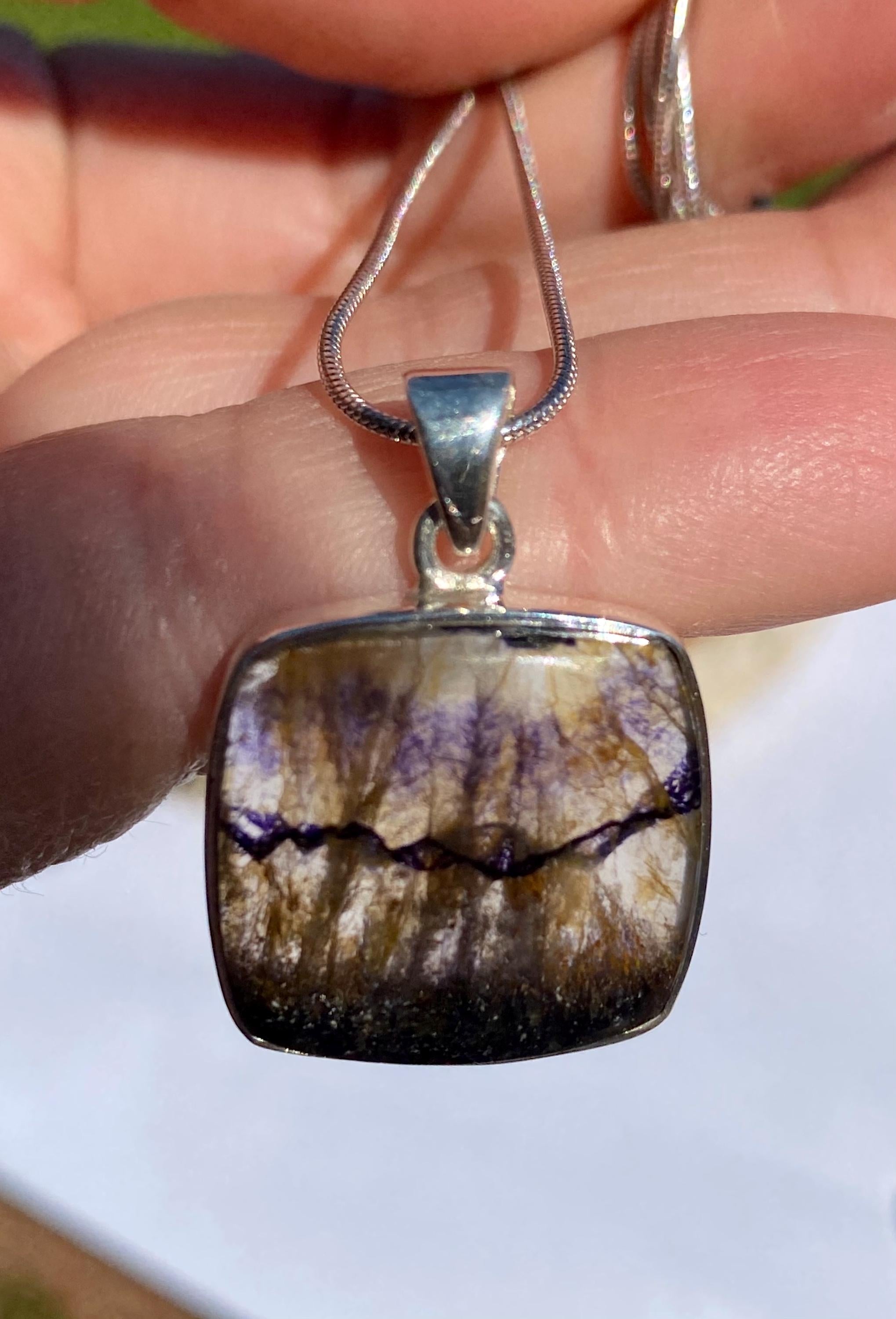 Blue John Sterling Silver Pendant