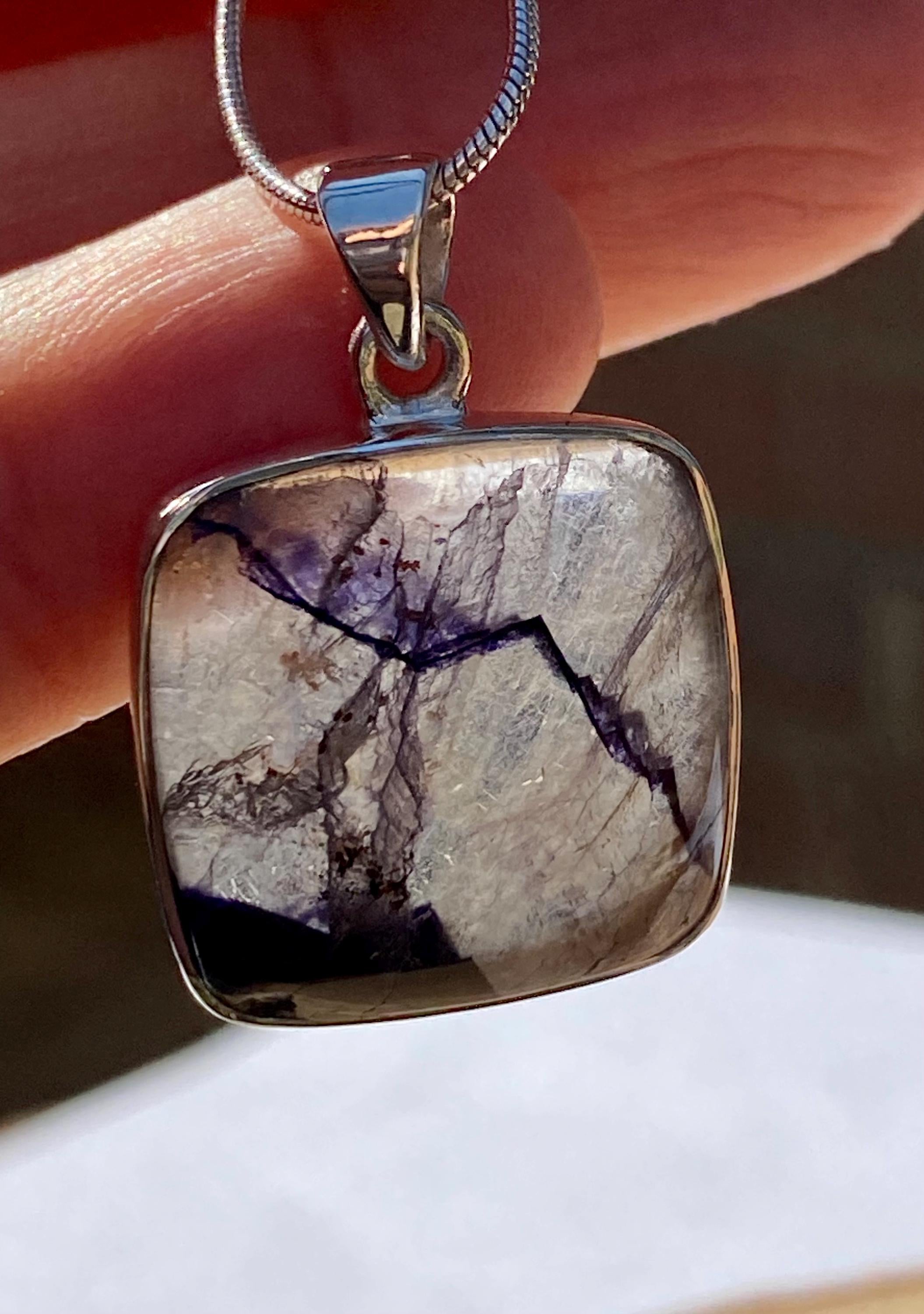 Blue John Sterling Silver Pendant