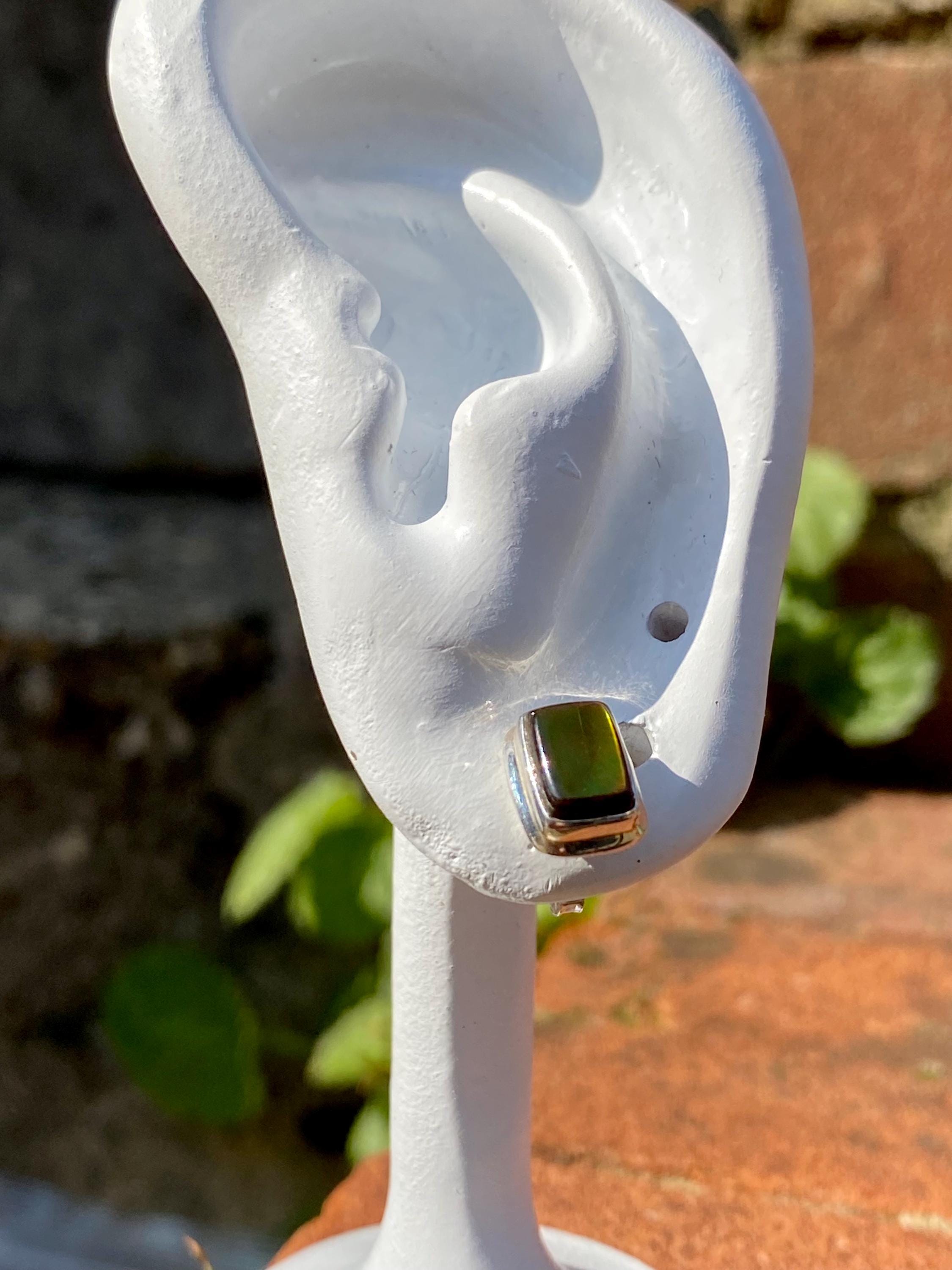 Natural Ammolite Sterling Silver Stud Earrings