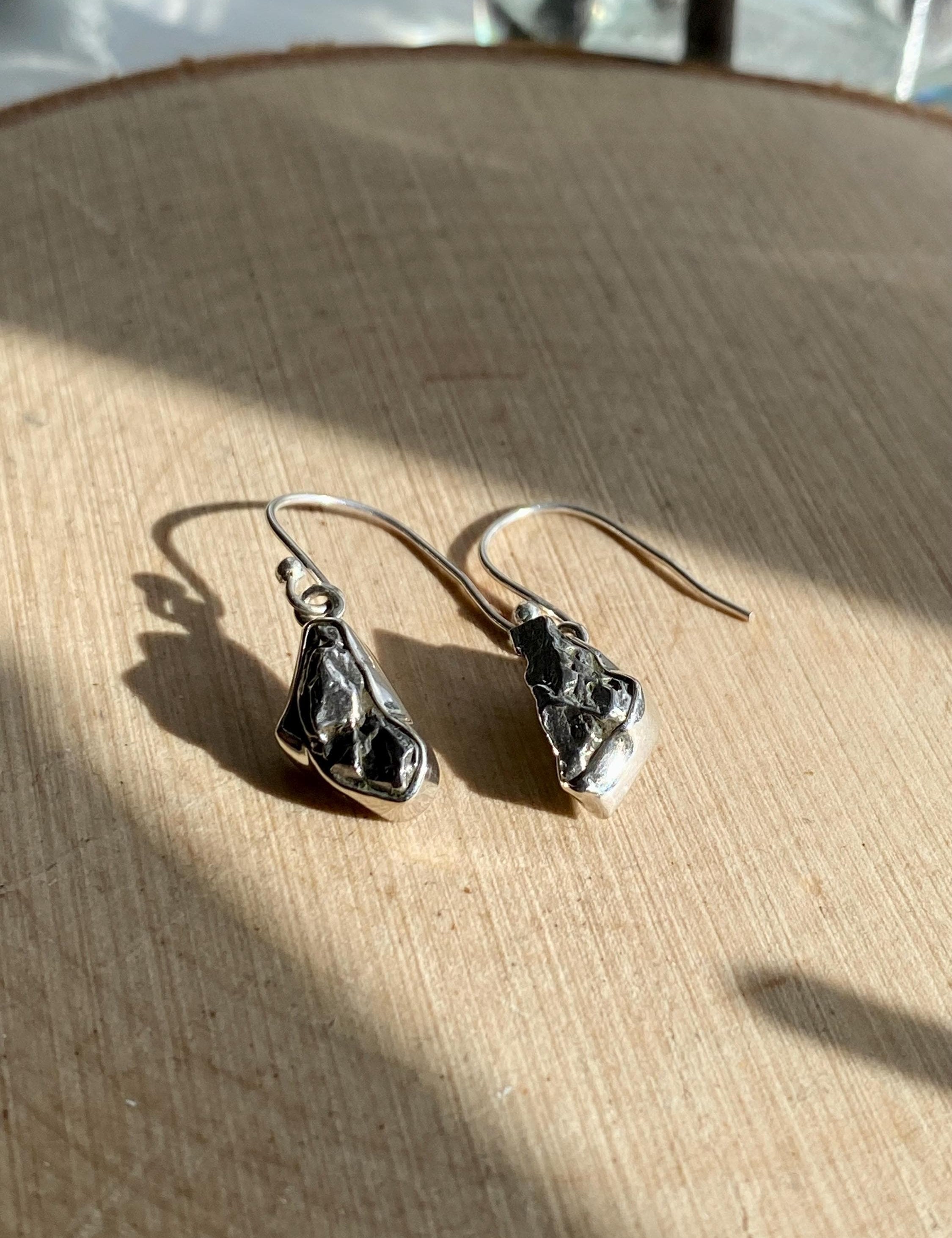 Meteorite Campo Del Cielo Silver Dangle Earrings