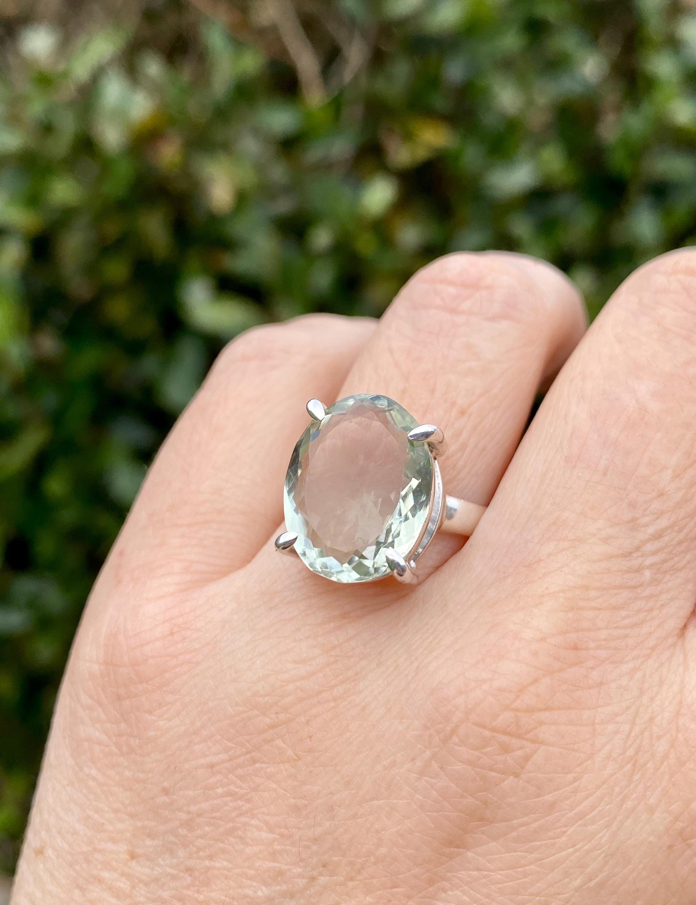 Green Amethyst Prasiolite Sterling Silver Ring