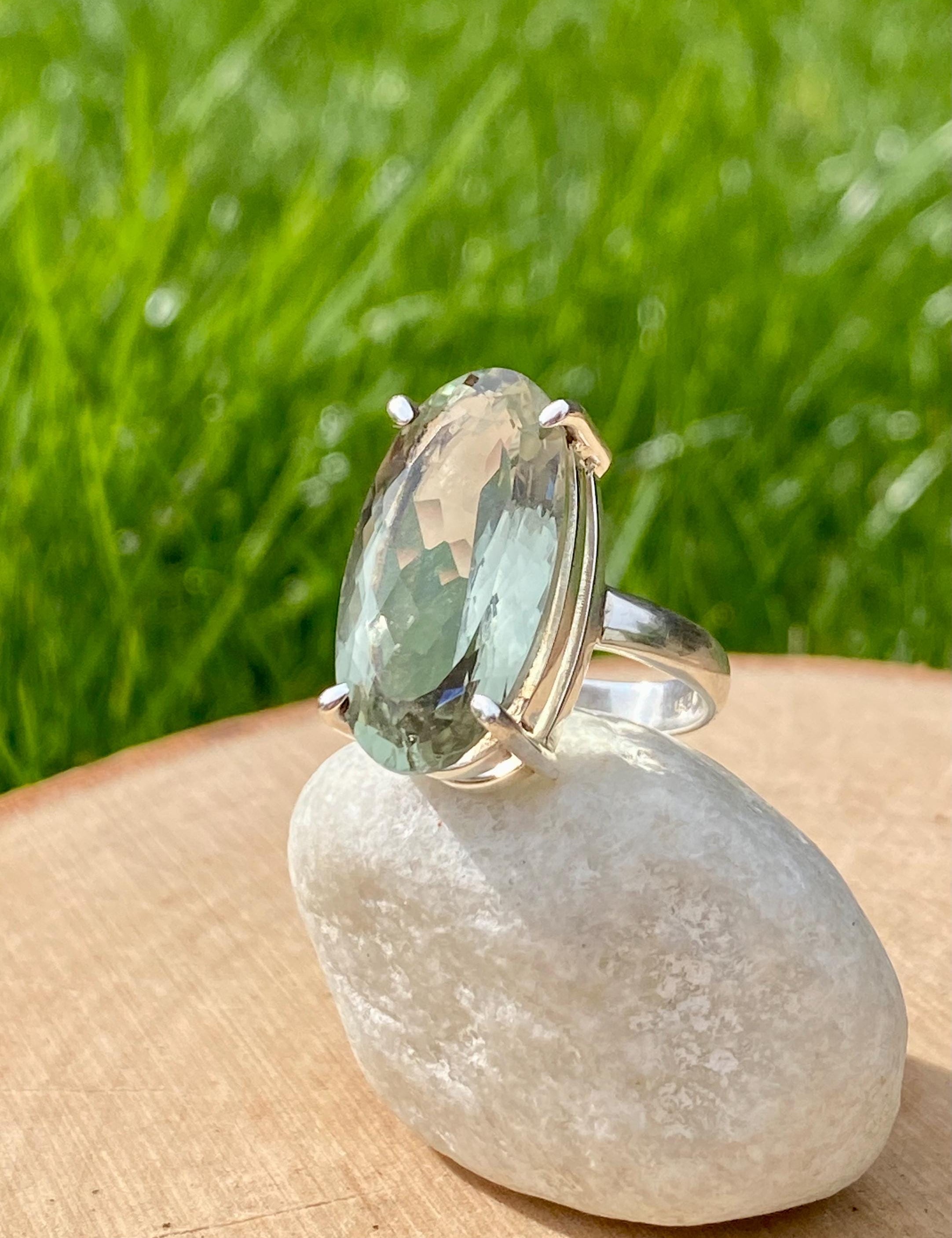 Green Amethyst Prasiolite Sterling Silver Ring