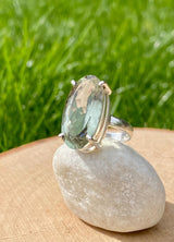 Green Amethyst Prasiolite Sterling Silver Ring