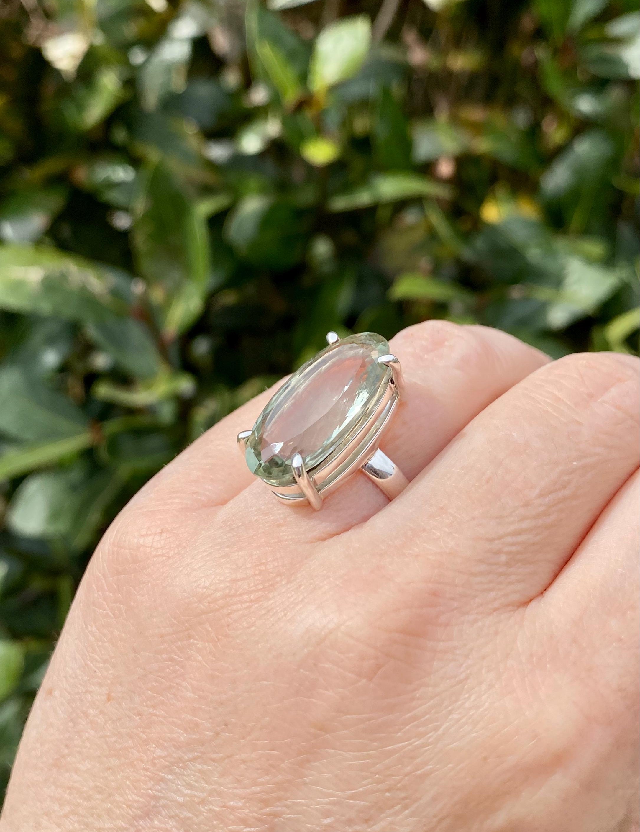 Green Amethyst Prasiolite Sterling Silver Ring