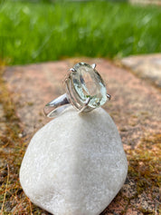 Green Amethyst Prasiolite Sterling Silver Ring