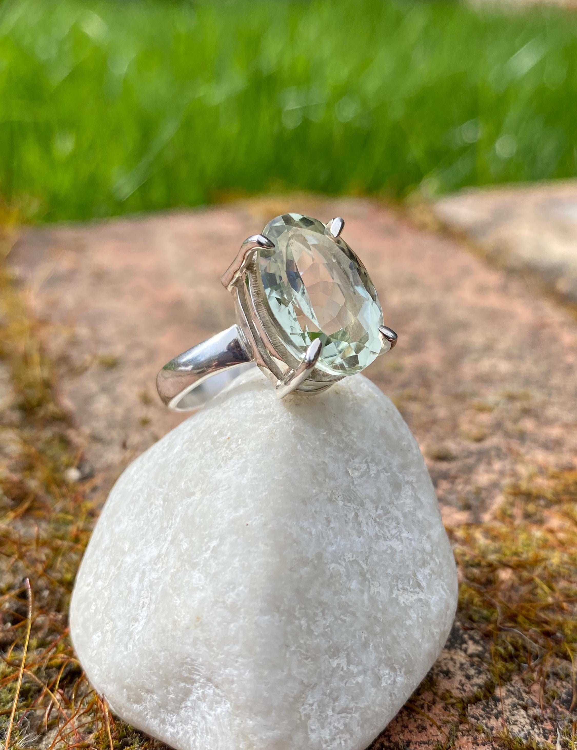 Green Amethyst Prasiolite Sterling Silver Ring