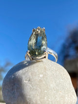 A Large Green Amethyst (Prasiolite ) and Silver Ring