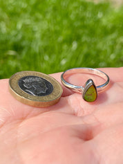 Pear-Cut Ammolite Sterling Silver Ring - Iridescent Bezel Setting