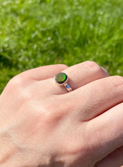 Iridescent Ammolite Sterling Silver Ring - Size US 7