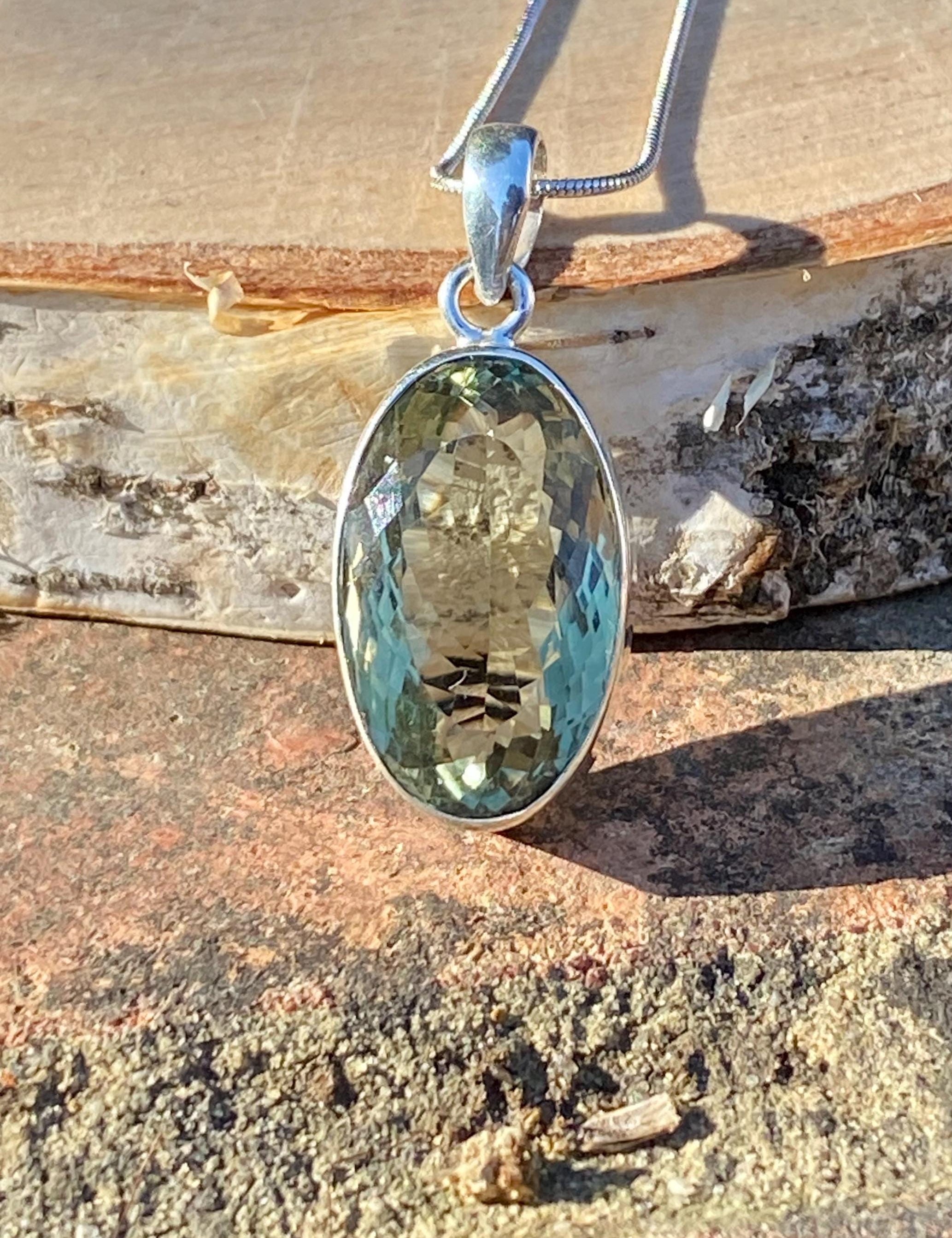 Green Amethyst (Prasiolite ) and Silver Pendant