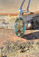 Green Amethyst Prasiolite 925 Sterling Silver Pendant