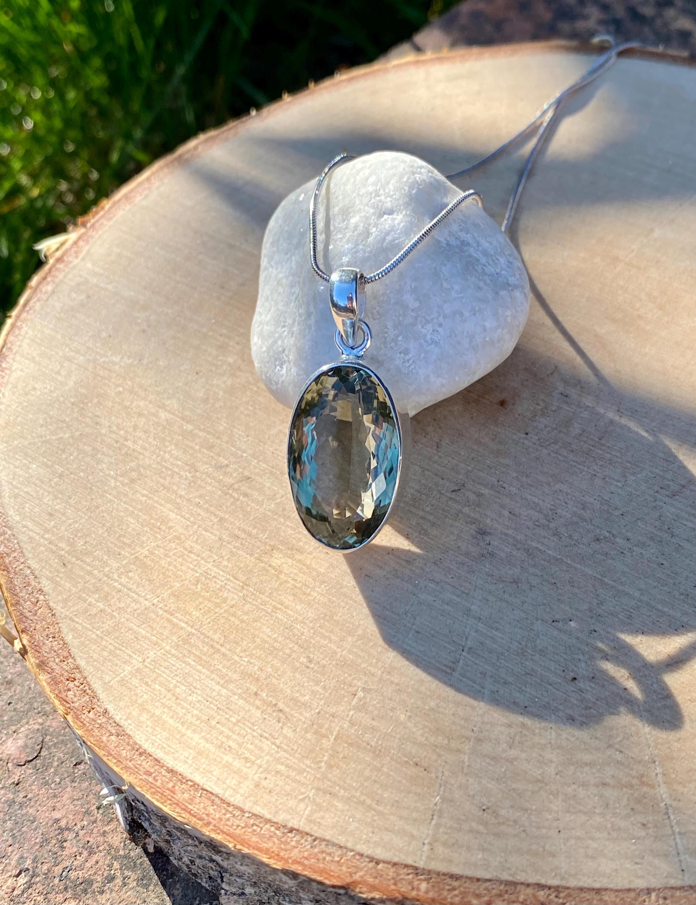 Green Amethyst (Prasiolite ) and Silver Pendant