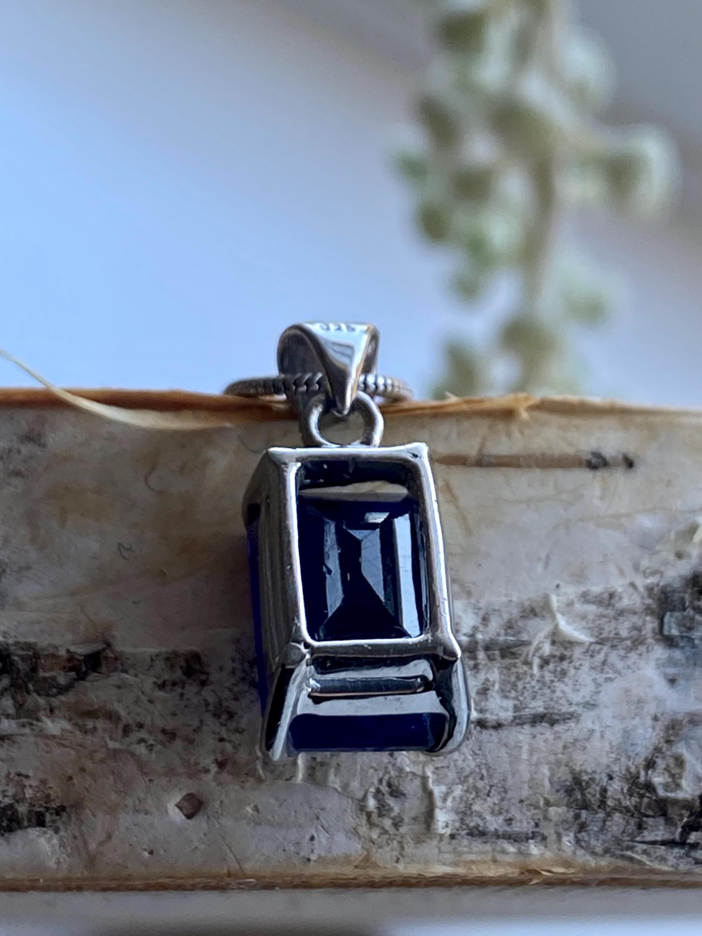 Genuine Raw Sapphire Sterling Silver Pendant